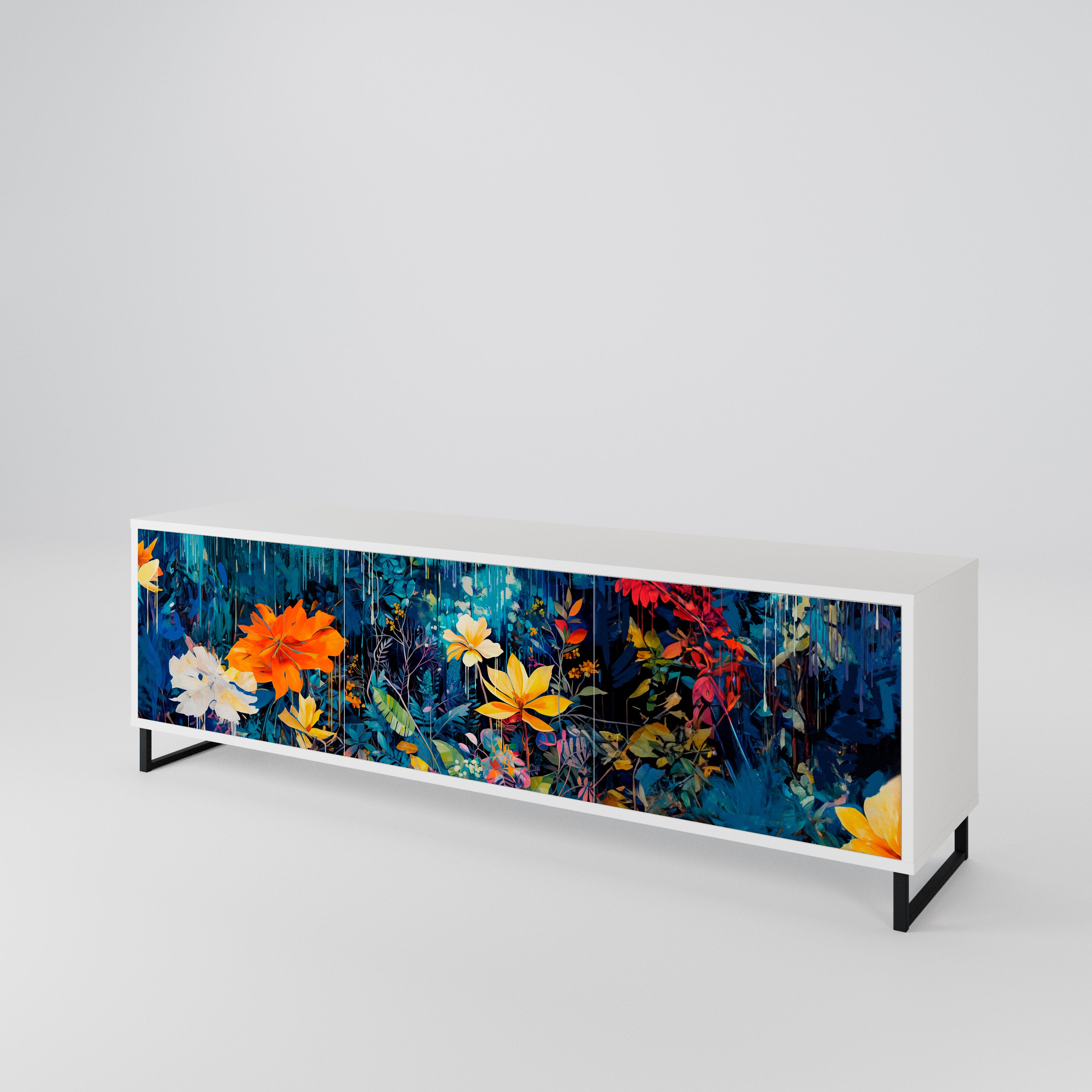 MIDNIGHT BLOSSOM 3-Door TV Cabinet
