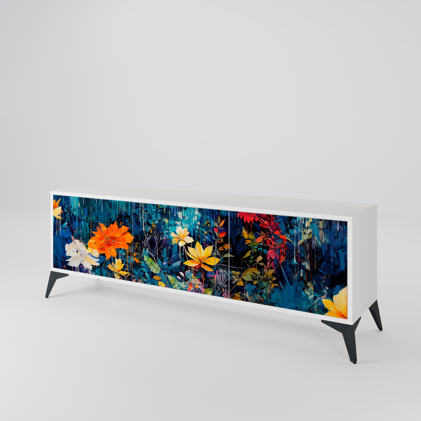 MIDNIGHT BLOSSOM 3-Door TV Cabinet