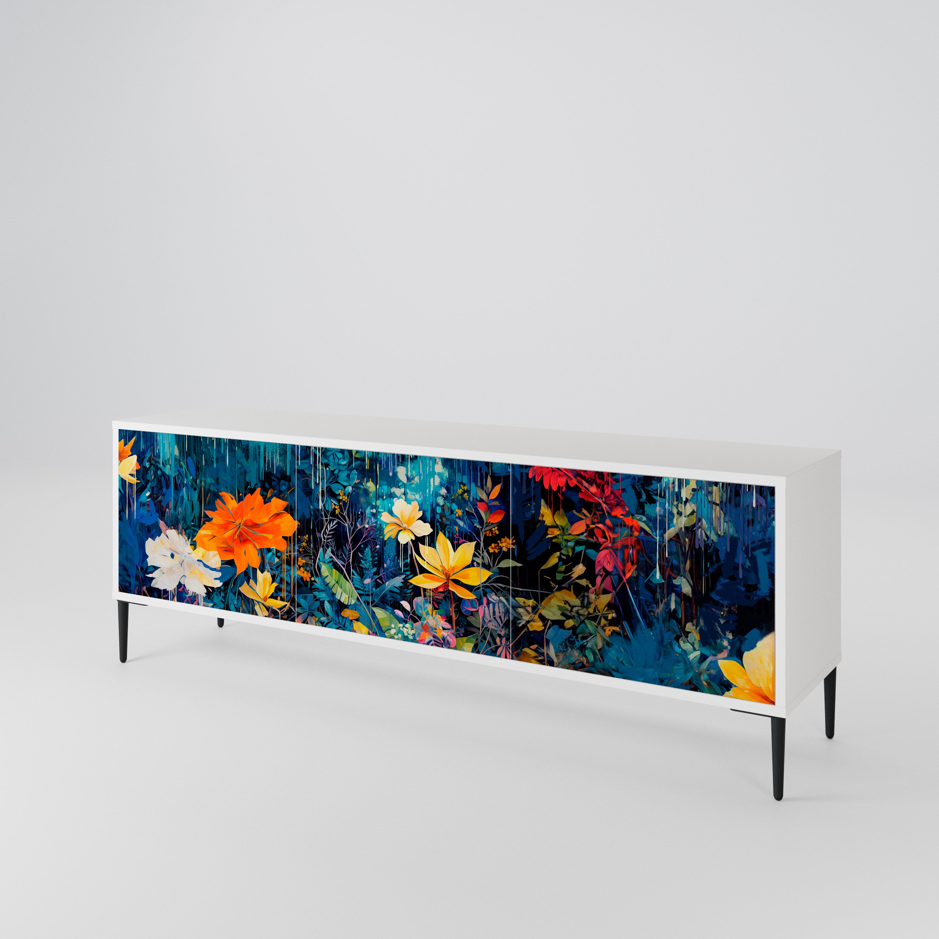MIDNIGHT BLOSSOM 3-Door TV Cabinet
