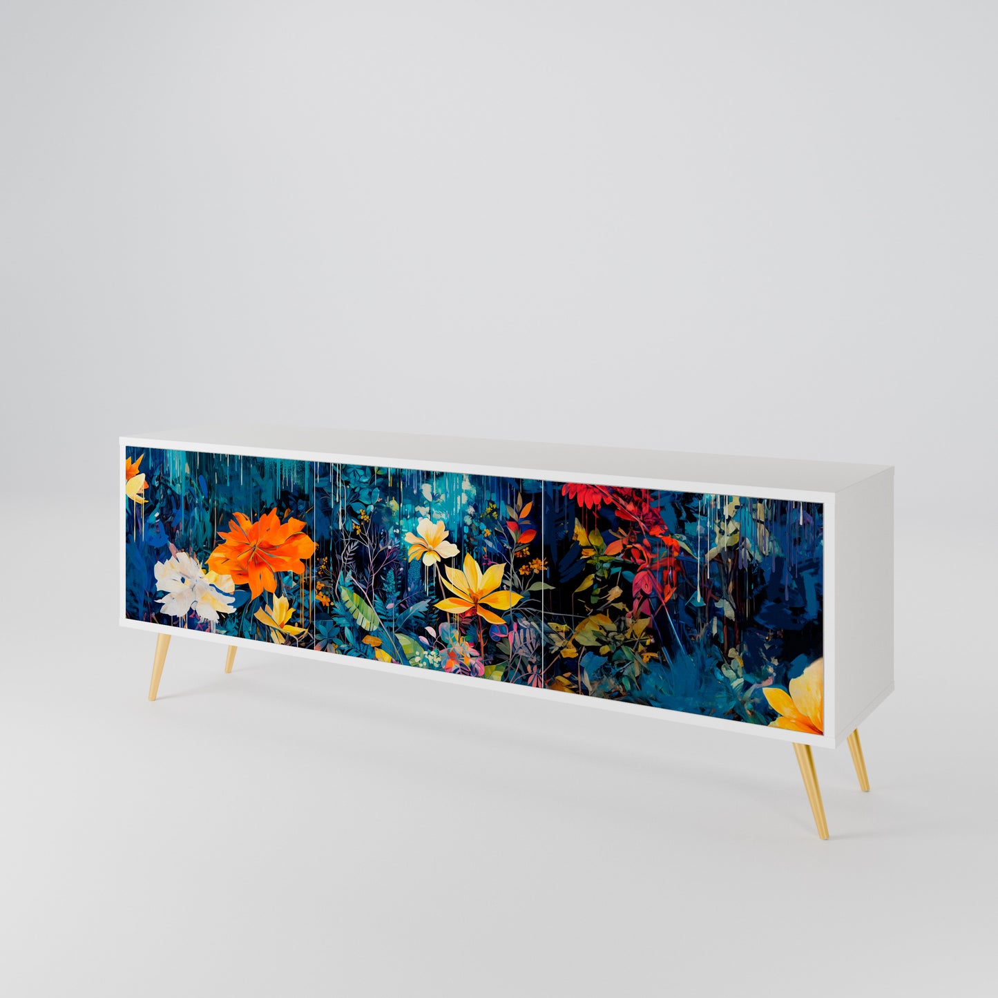 MIDNIGHT BLOSSOM 3-Door TV Cabinet