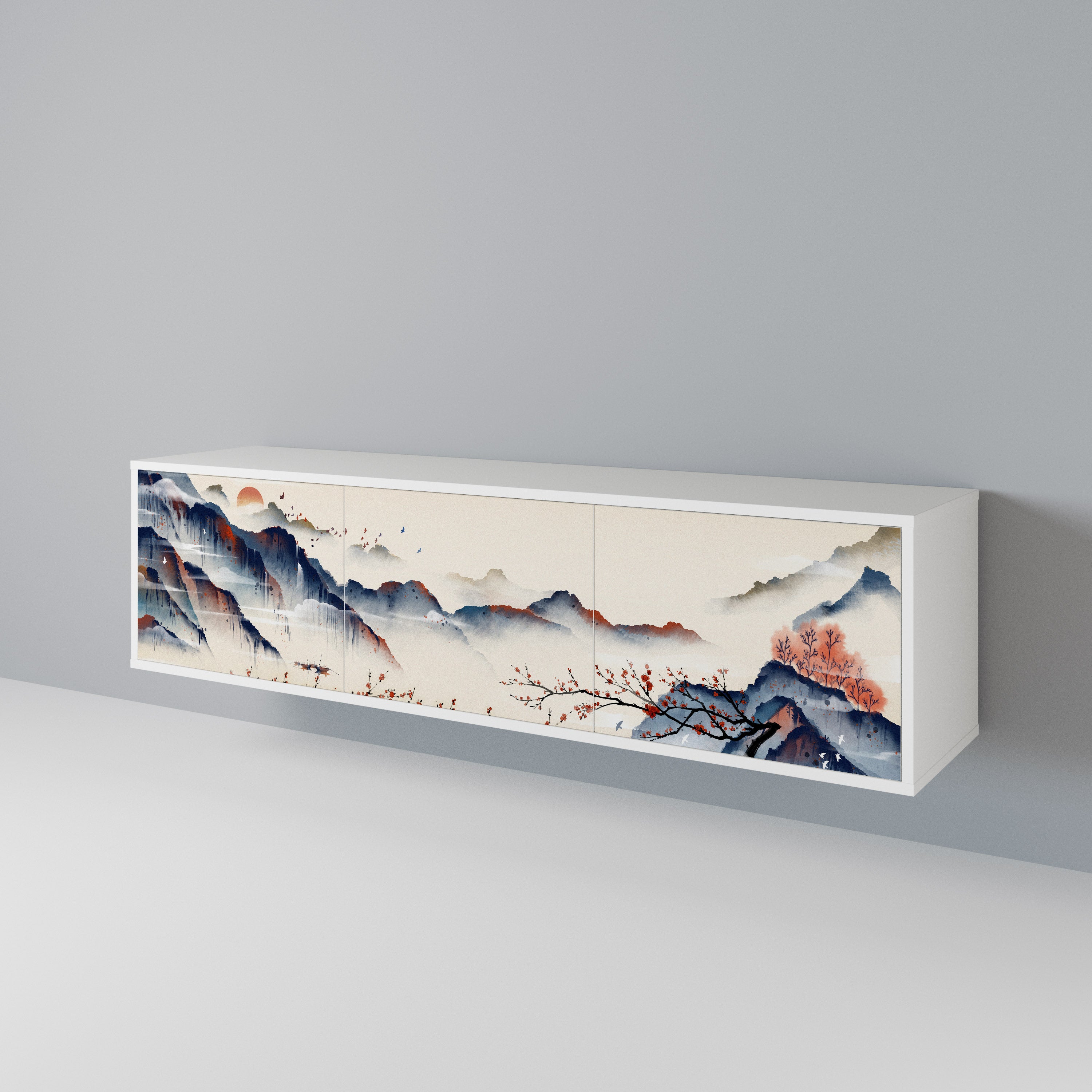 JAPANESE LANDSCAPE 3-Door TV Cabinet