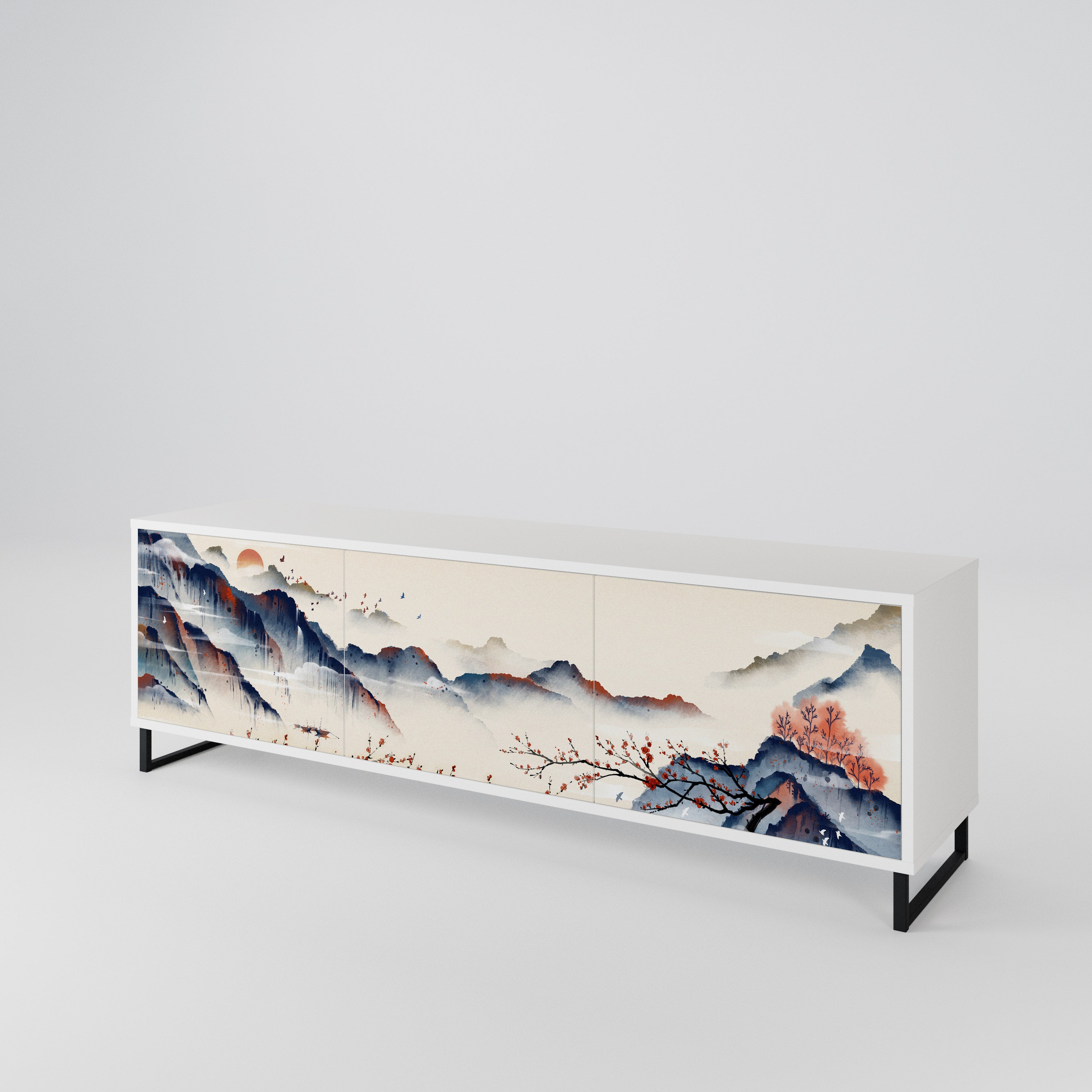 JAPANESE LANDSCAPE 3-Door TV Cabinet