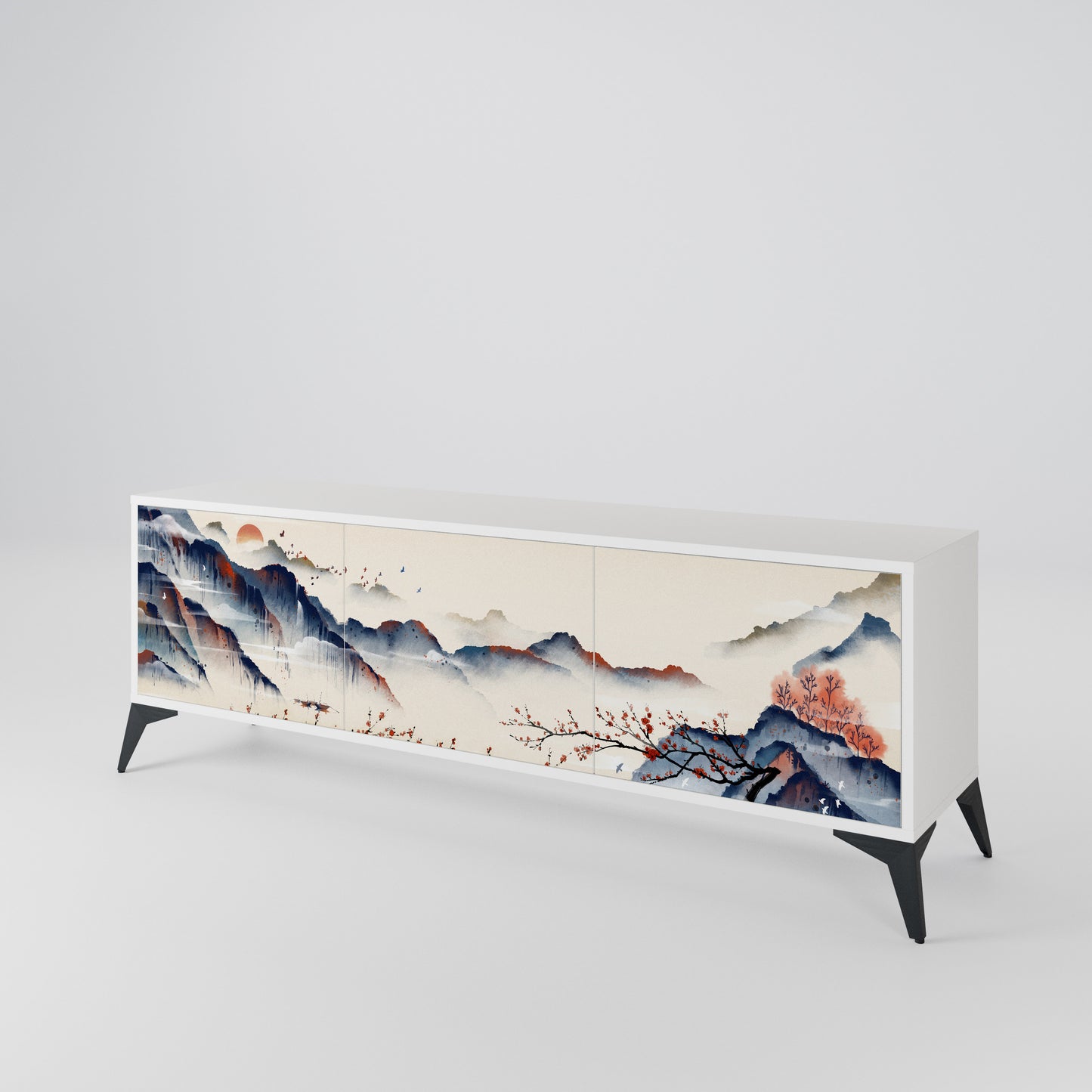 JAPANESE LANDSCAPE 3-Door TV Cabinet