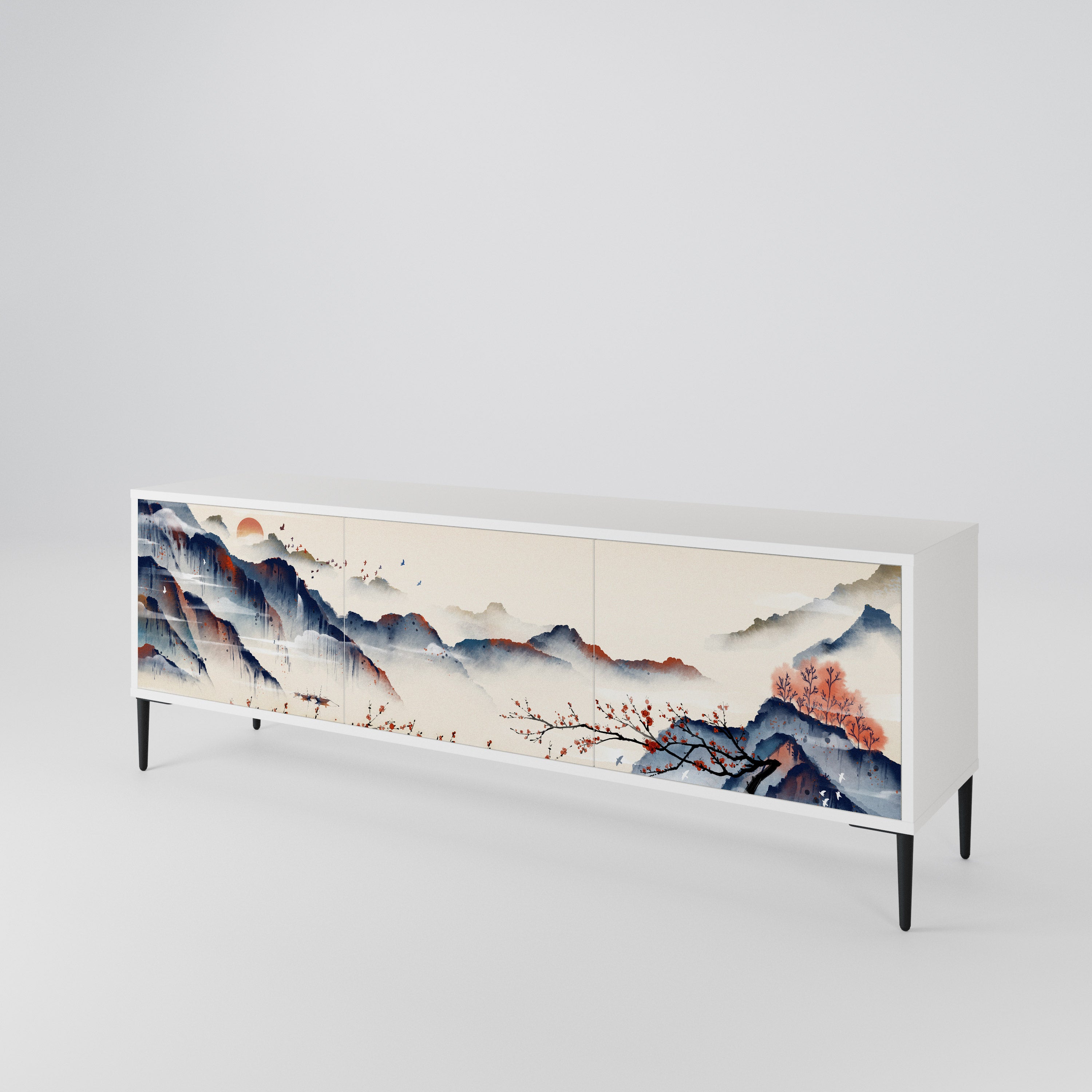 JAPANESE LANDSCAPE 3-Door TV Cabinet