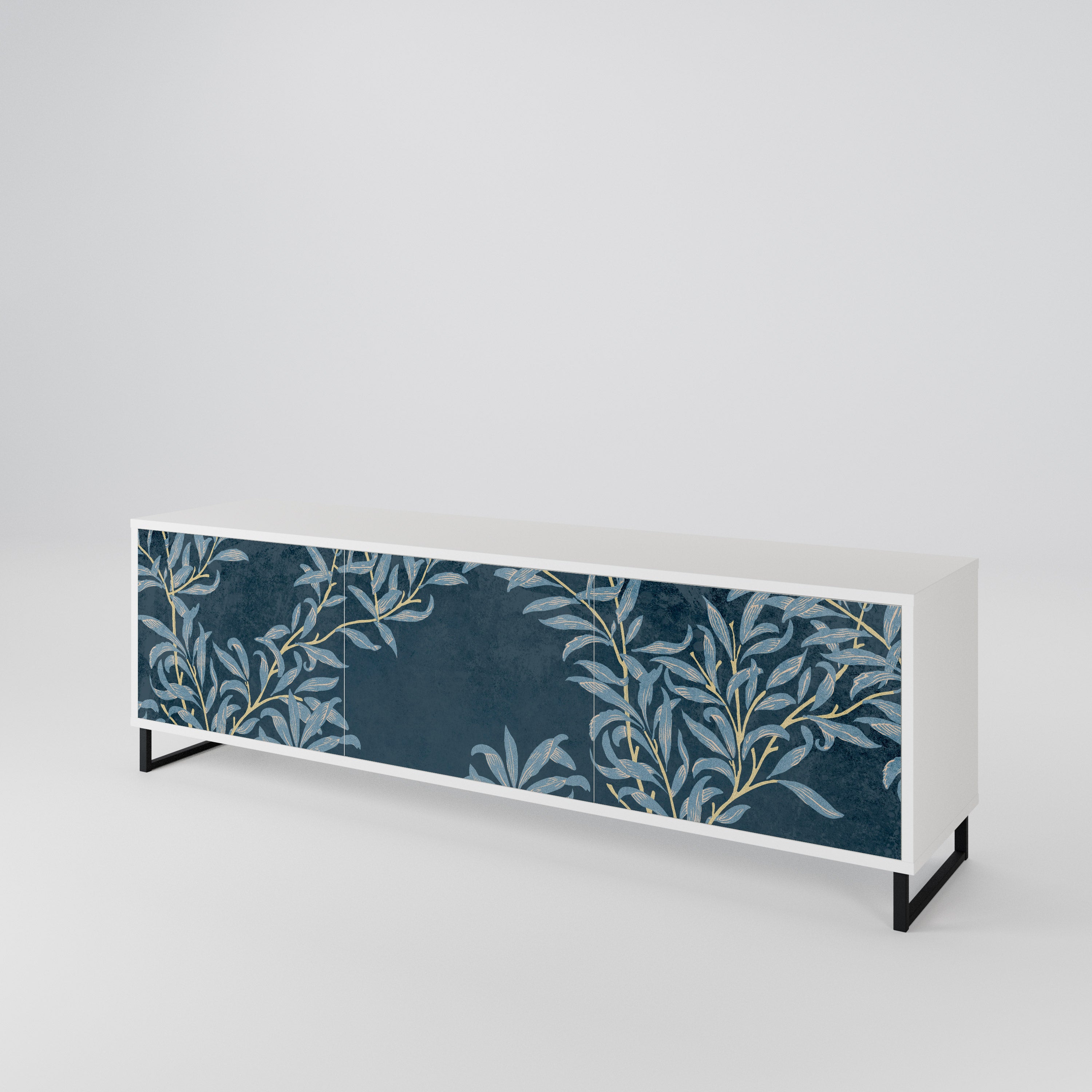 BLUE LEAVES 3-Door TV Cabinet