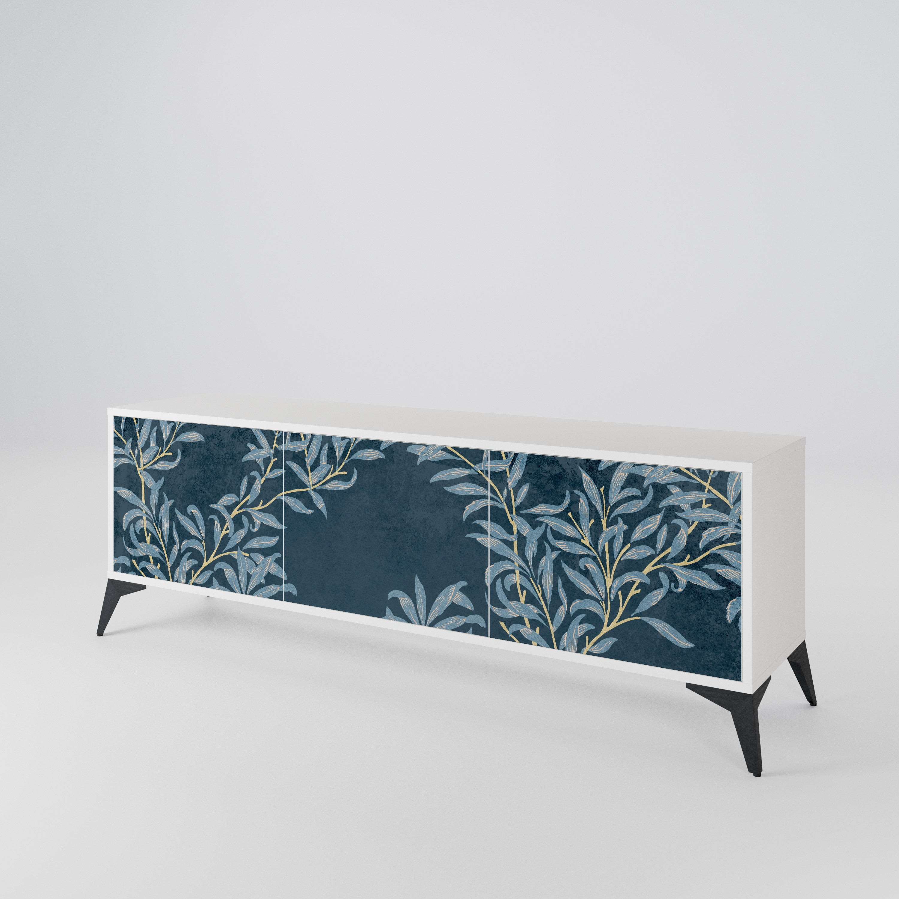 BLUE LEAVES 3-Door TV Cabinet