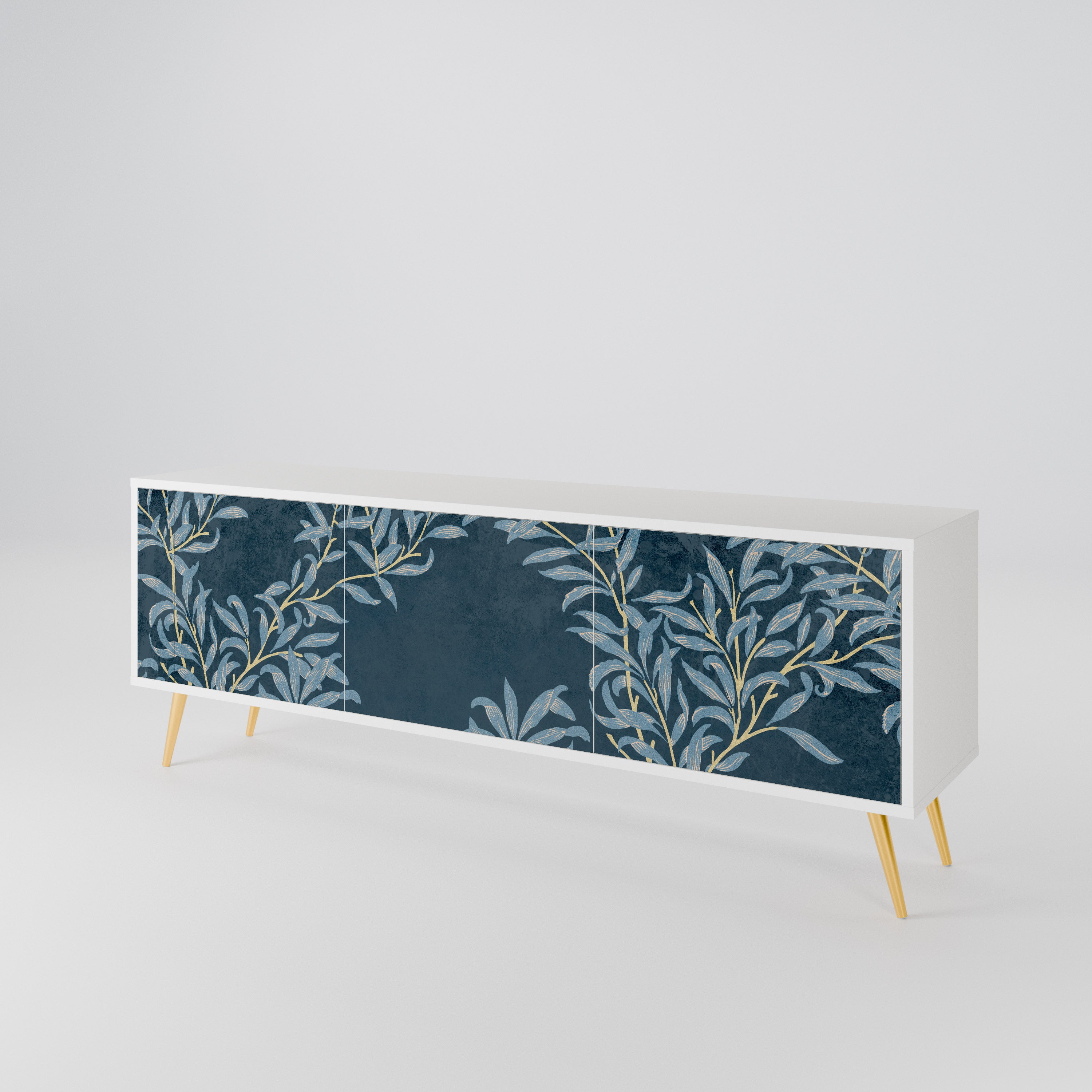 BLUE LEAVES 3-Door TV Cabinet
