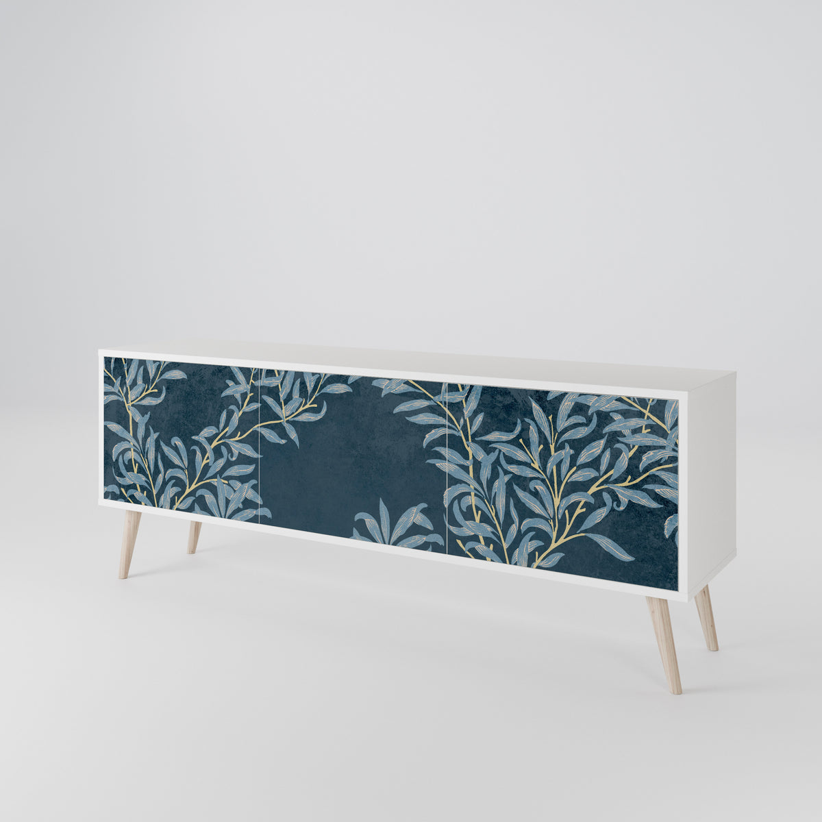 BLUE LEAVES 3-Door TV Cabinet