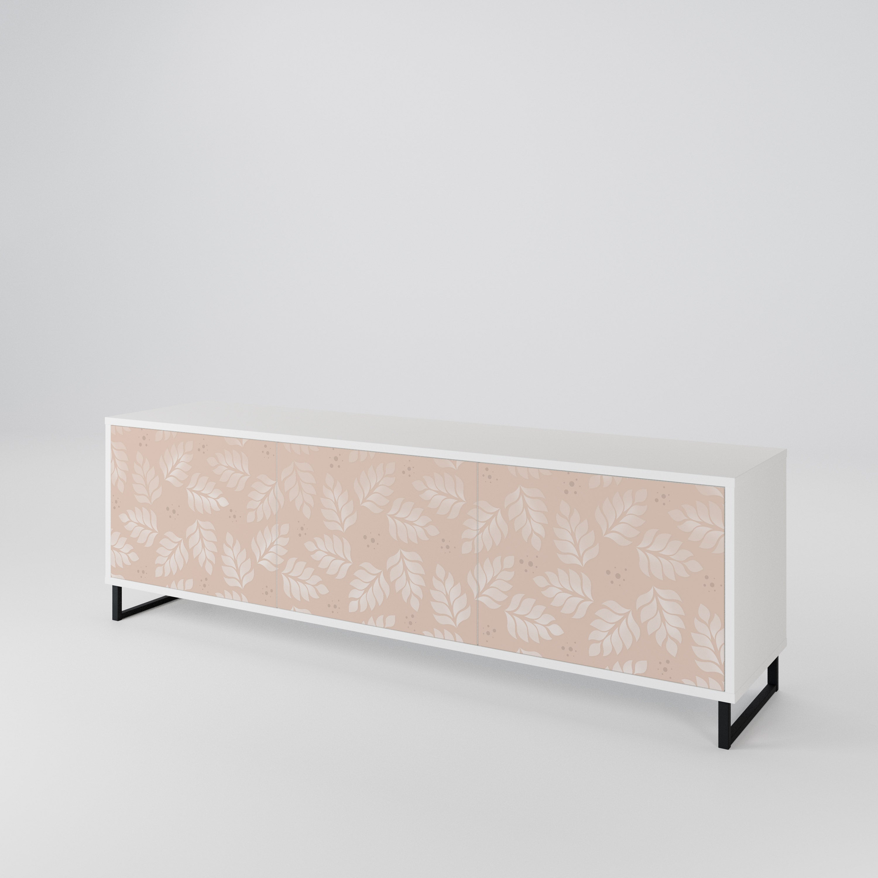LEAVES ON BEIGE 3-Door TV Cabinet