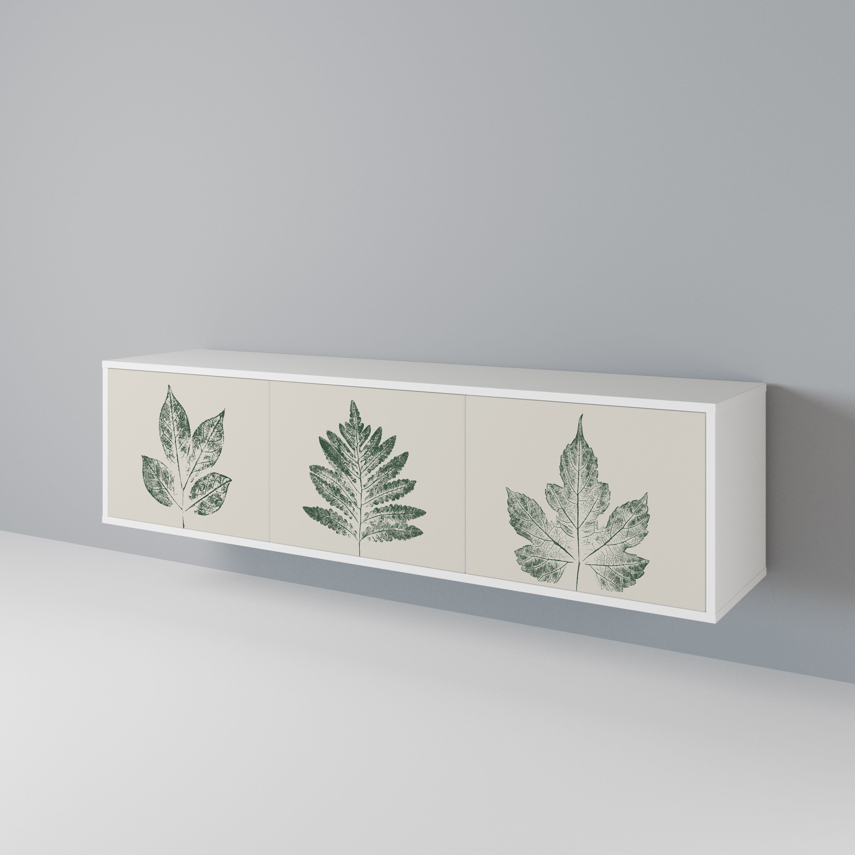 GREEN LEAFY STAMPS 3-Door TV Cabinet