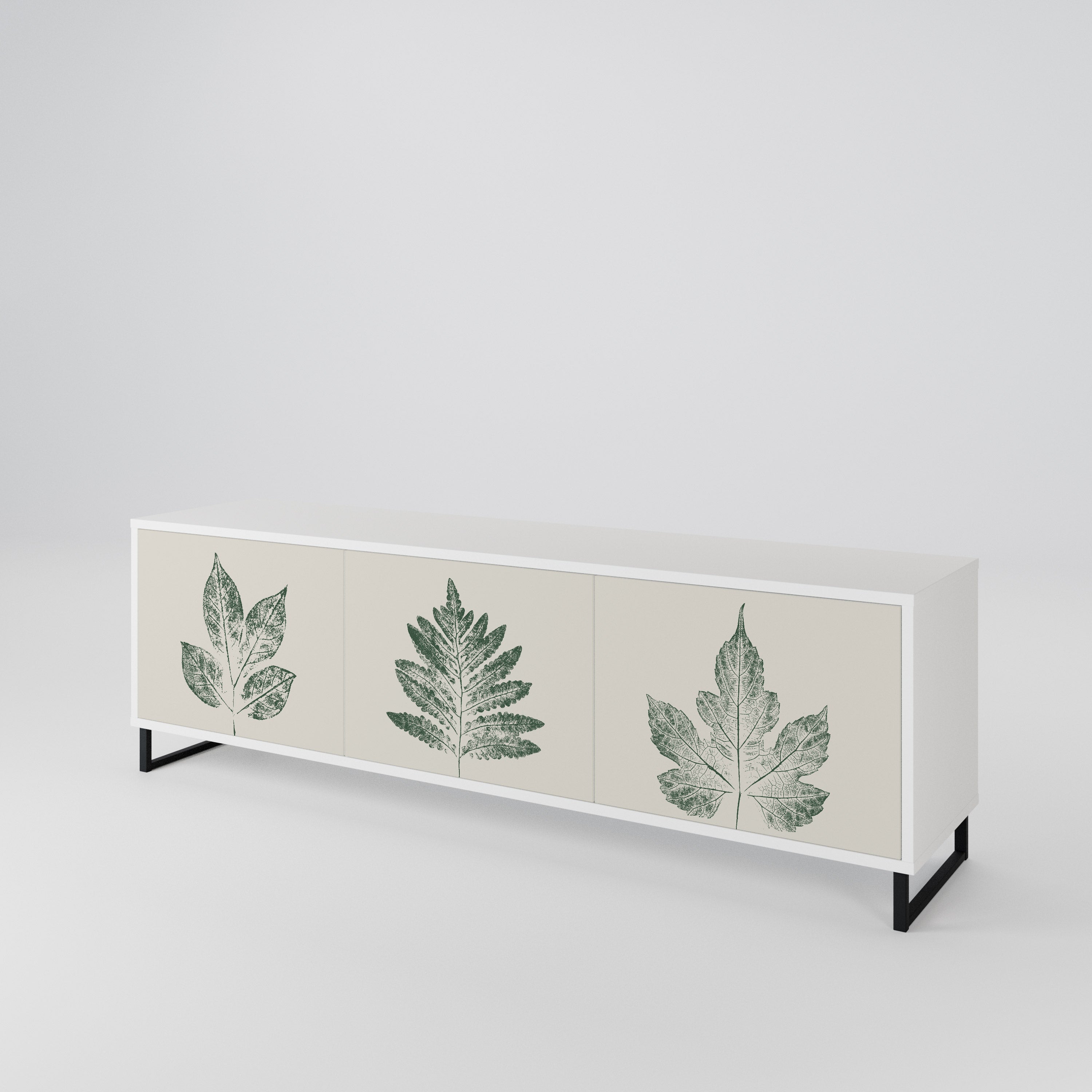 GREEN LEAFY STAMPS 3-Door TV Cabinet