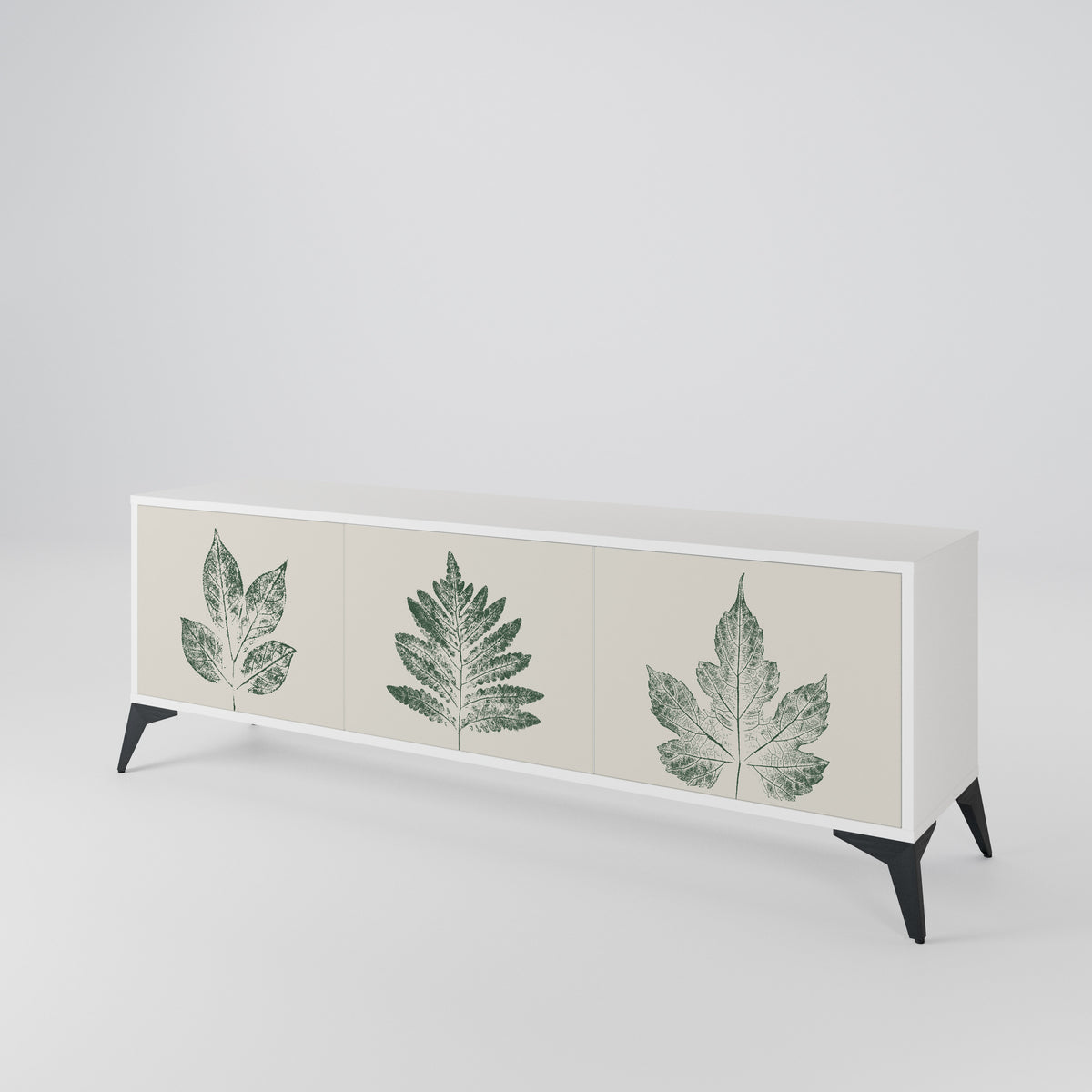 GREEN LEAFY STAMPS 3-Door TV Cabinet