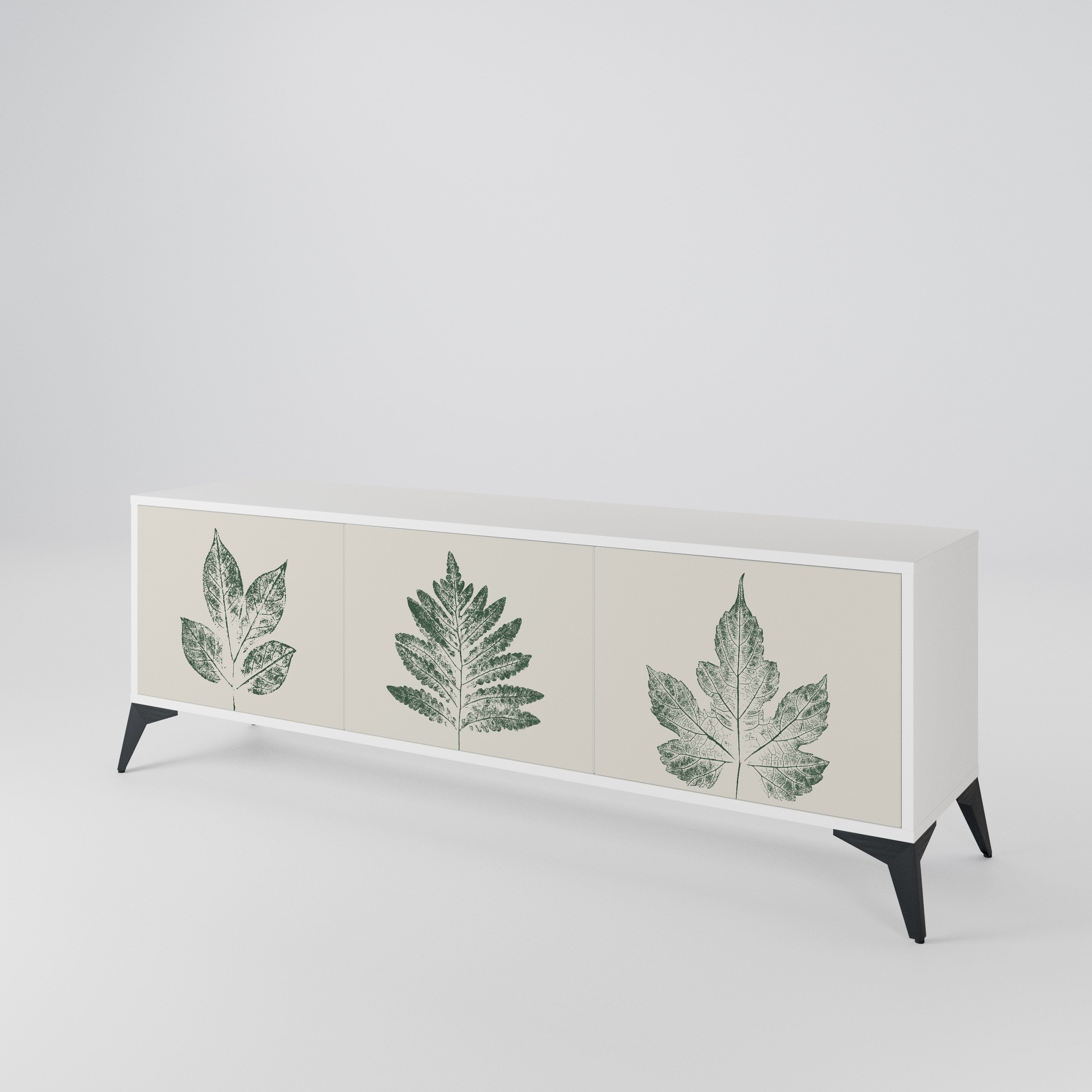 GREEN LEAFY STAMPS 3-Door TV Cabinet