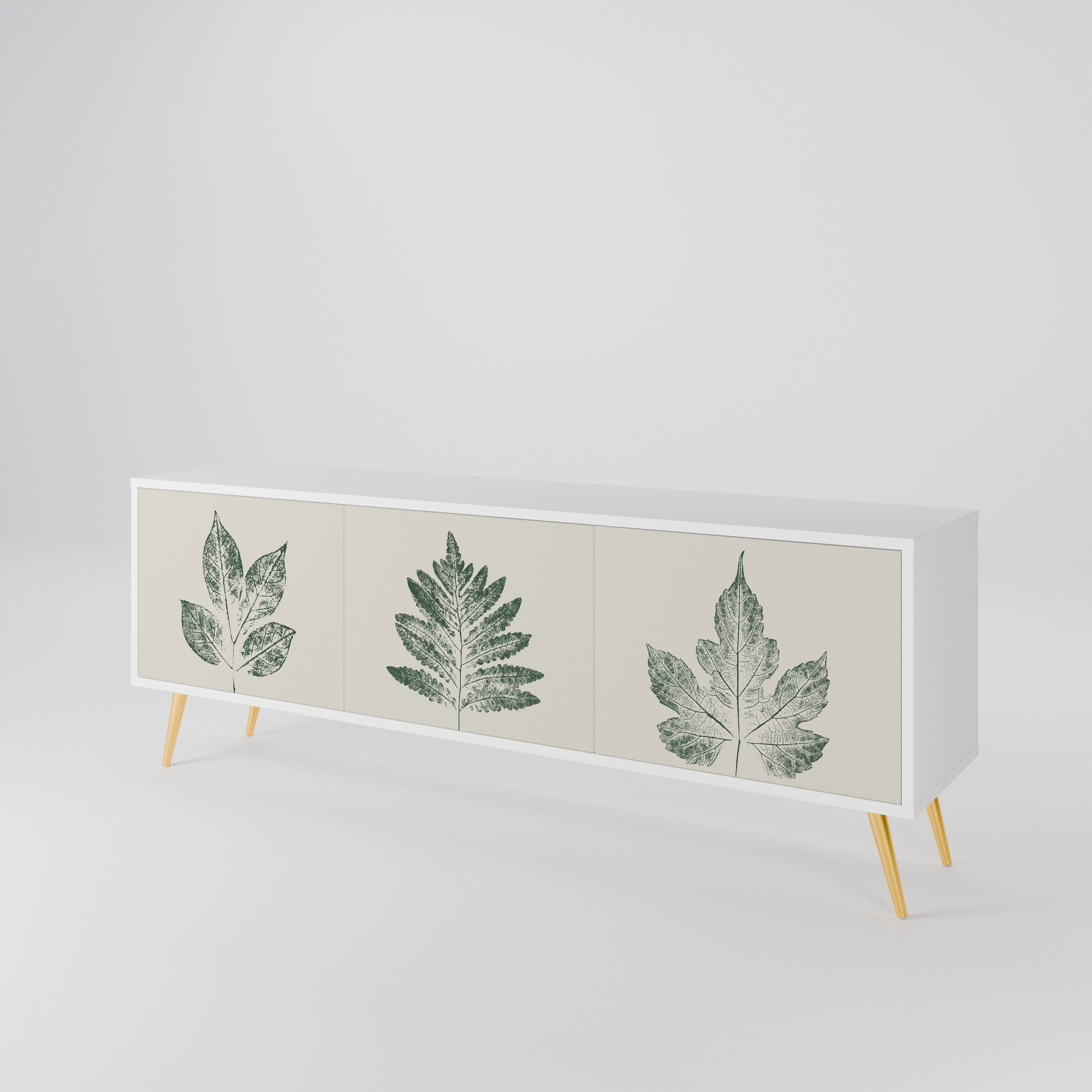 GREEN LEAFY STAMPS 3-Door TV Cabinet