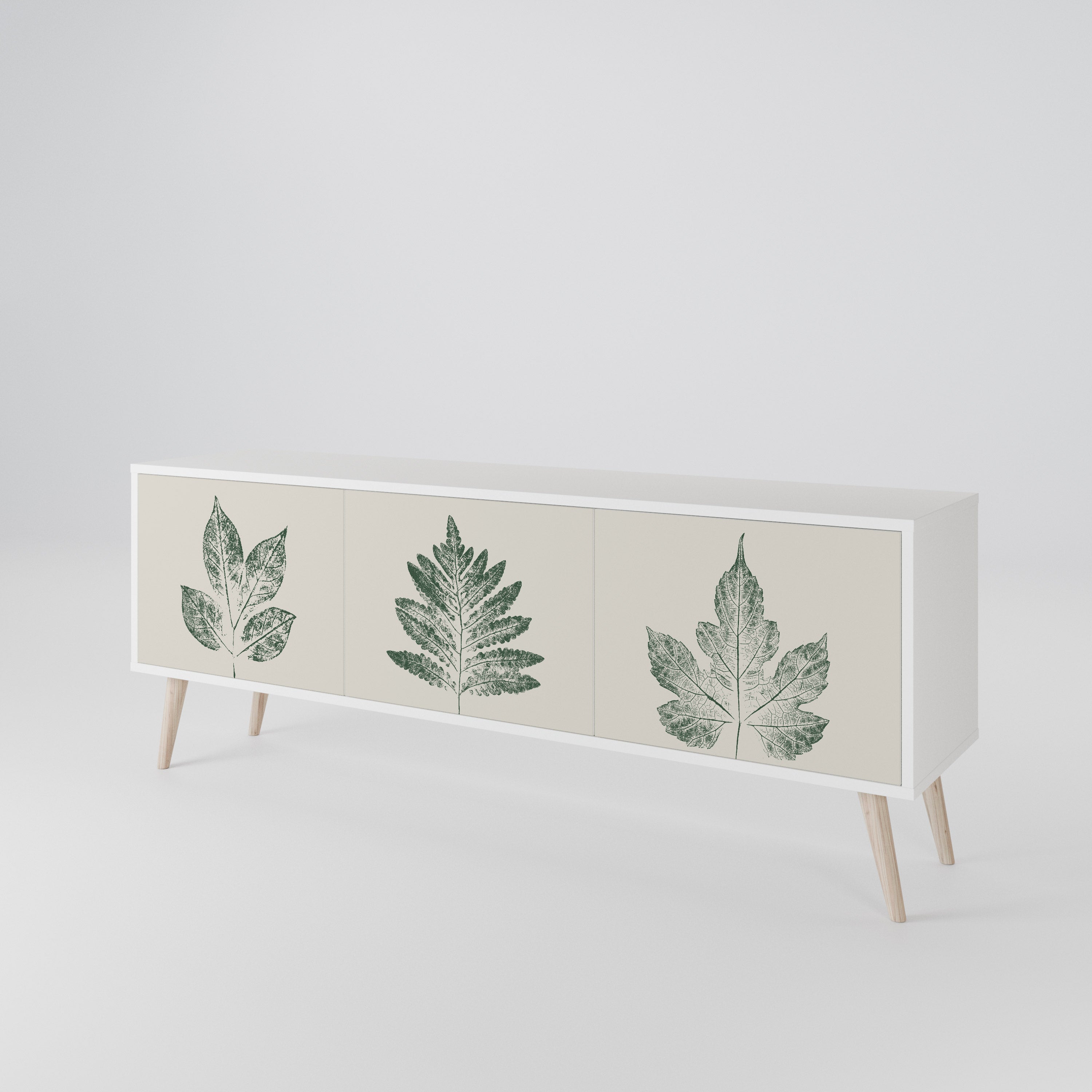 GREEN LEAFY STAMPS 3-Door TV Cabinet