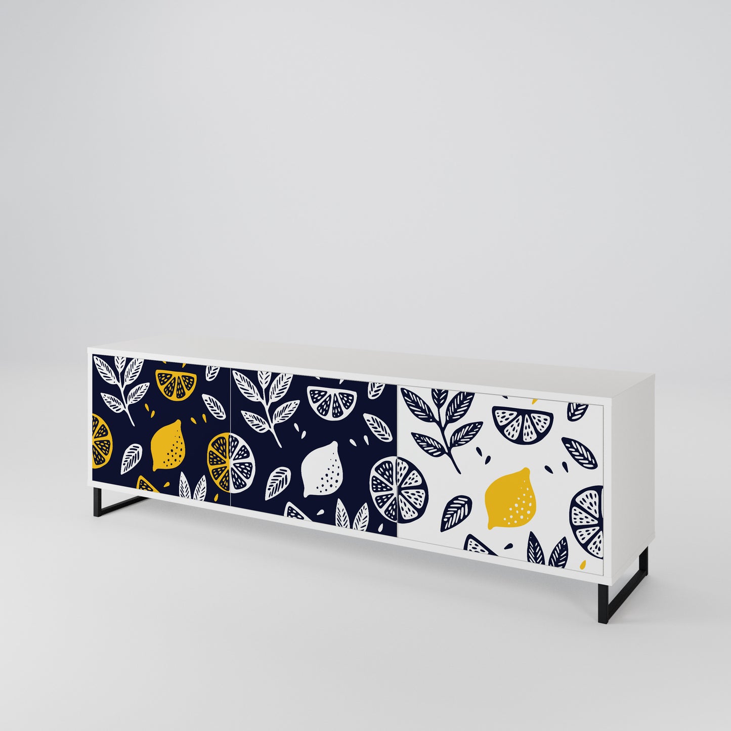 CITRUS BLACK AND WHITE 3-Door TV Cabinet