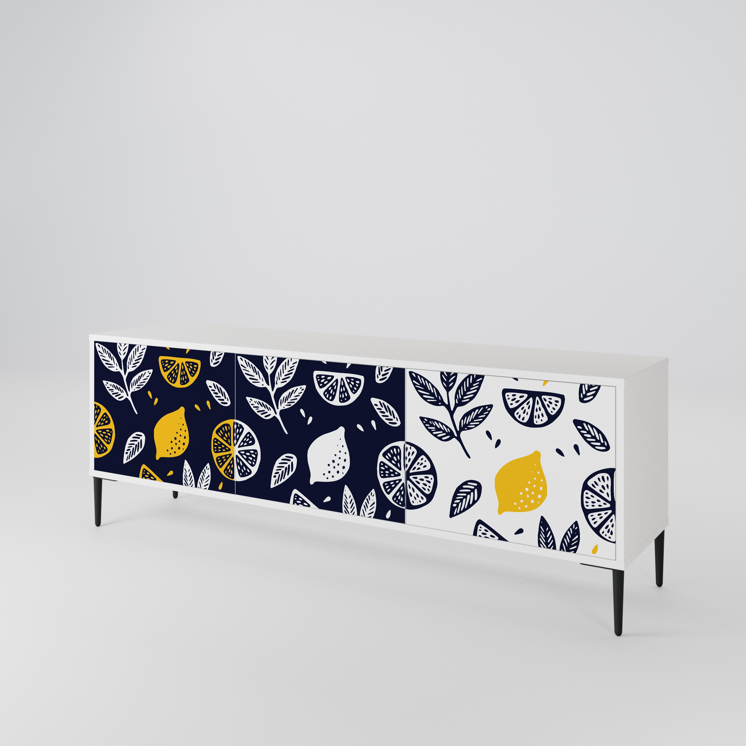 CITRUS BLACK AND WHITE 3-Door TV Cabinet