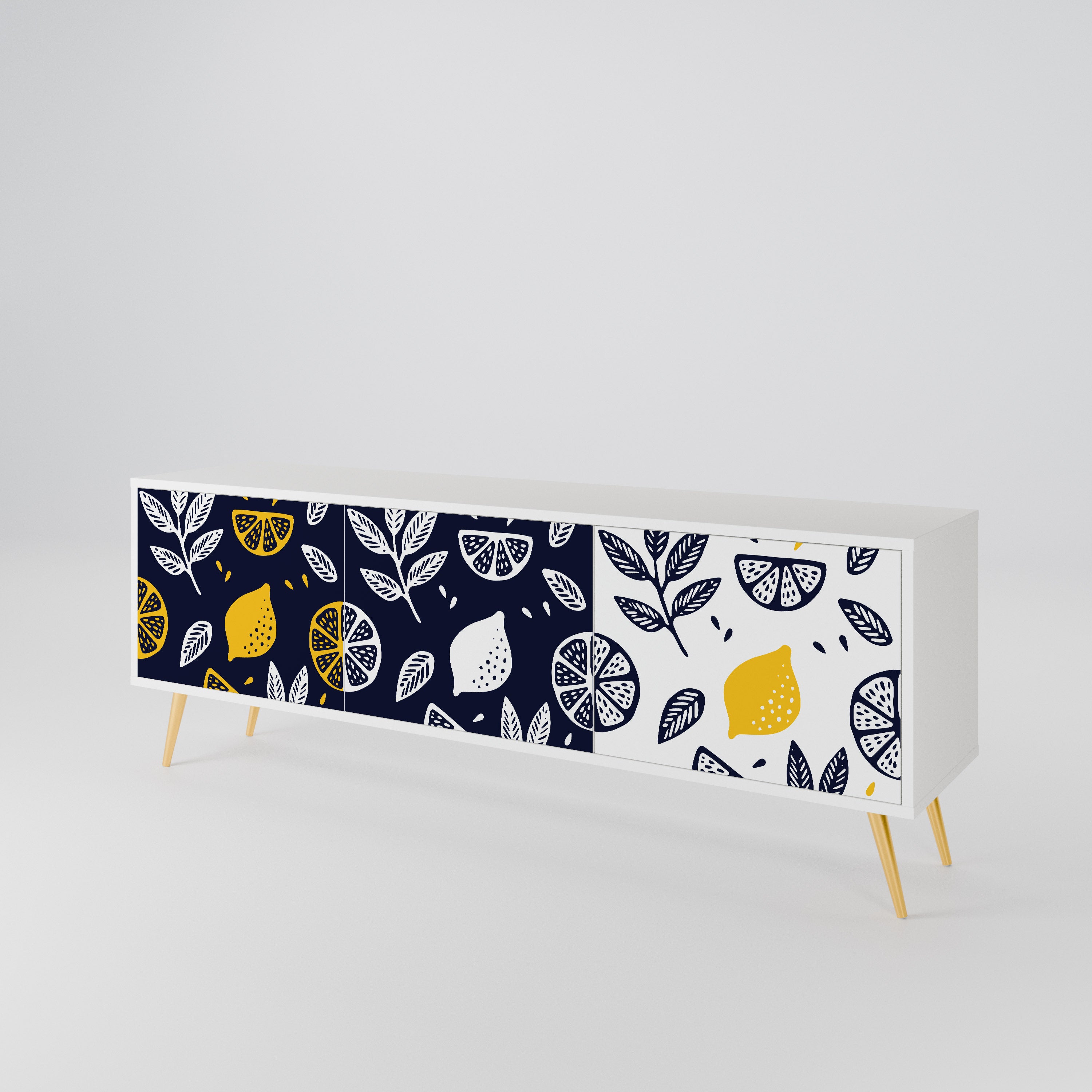 CITRUS BLACK AND WHITE 3-Door TV Cabinet