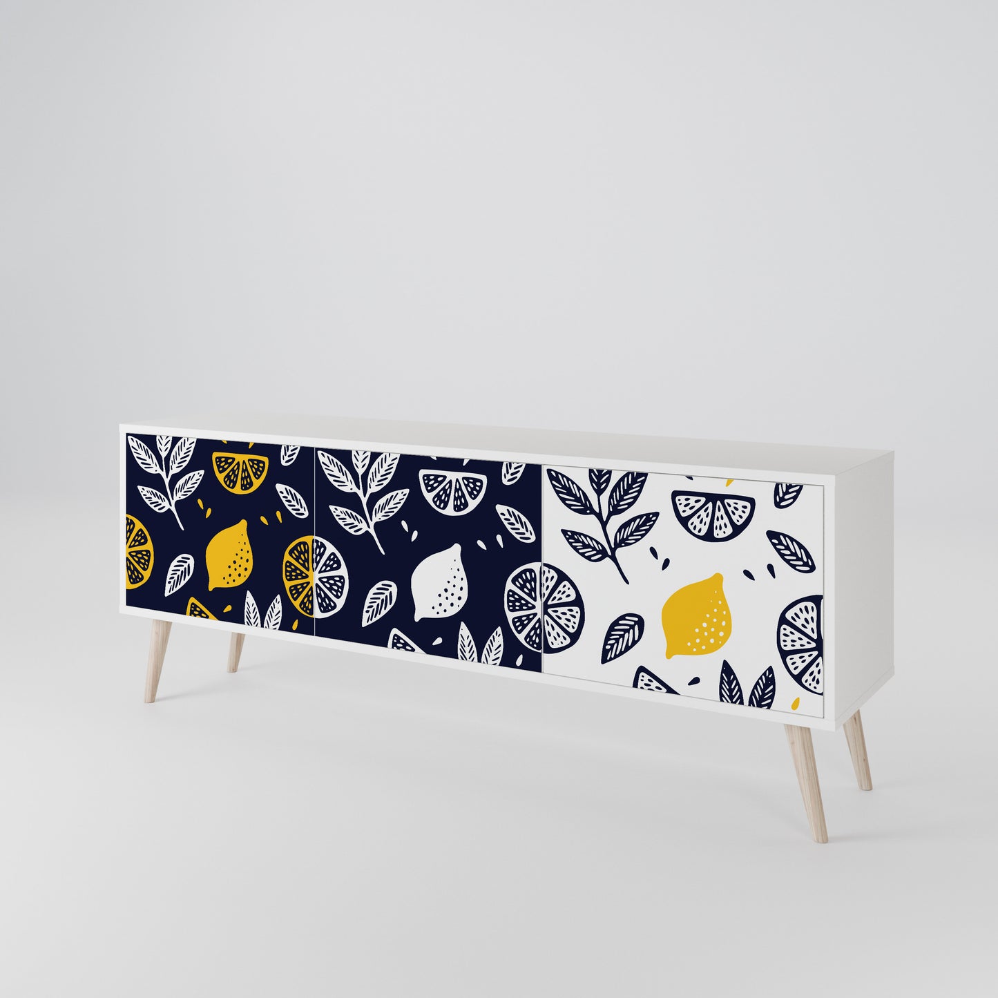 CITRUS BLACK AND WHITE 3-Door TV Cabinet