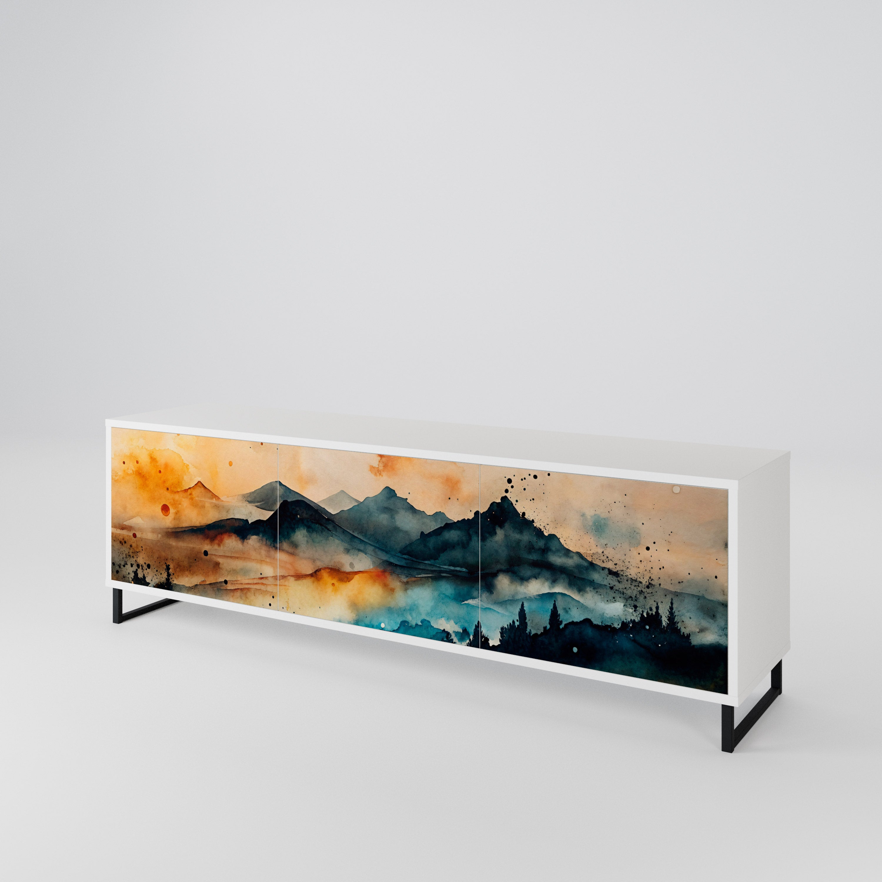 OMINOUS MOUNTAINS 3-Door TV Cabinet