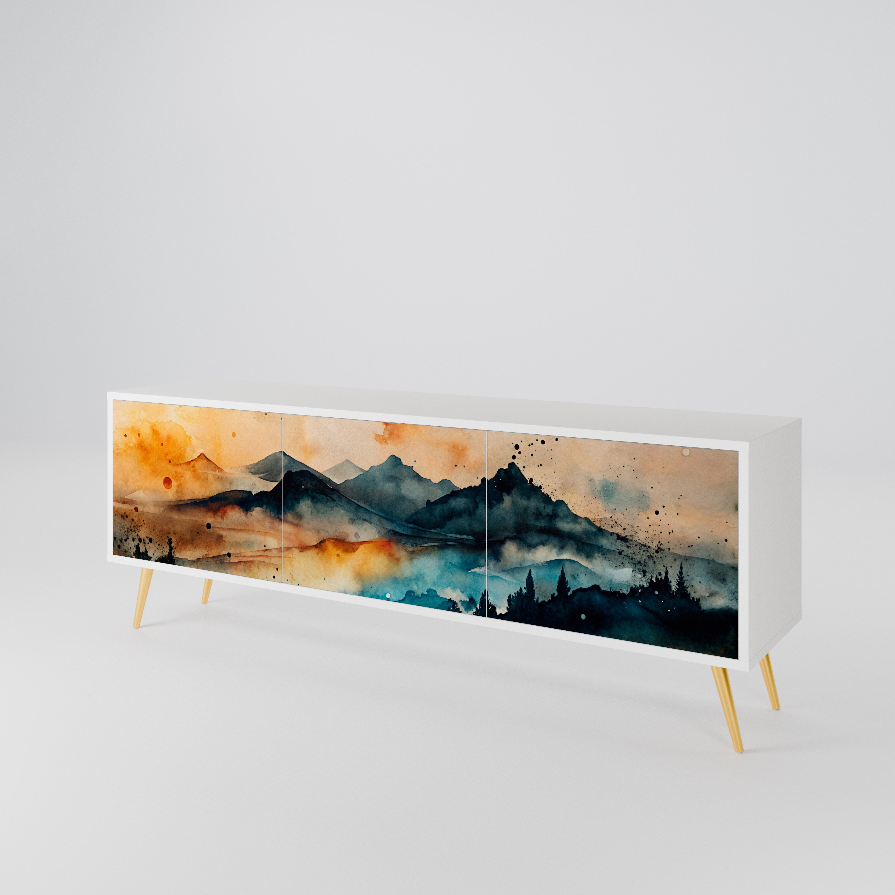 OMINOUS MOUNTAINS 3-Door TV Cabinet