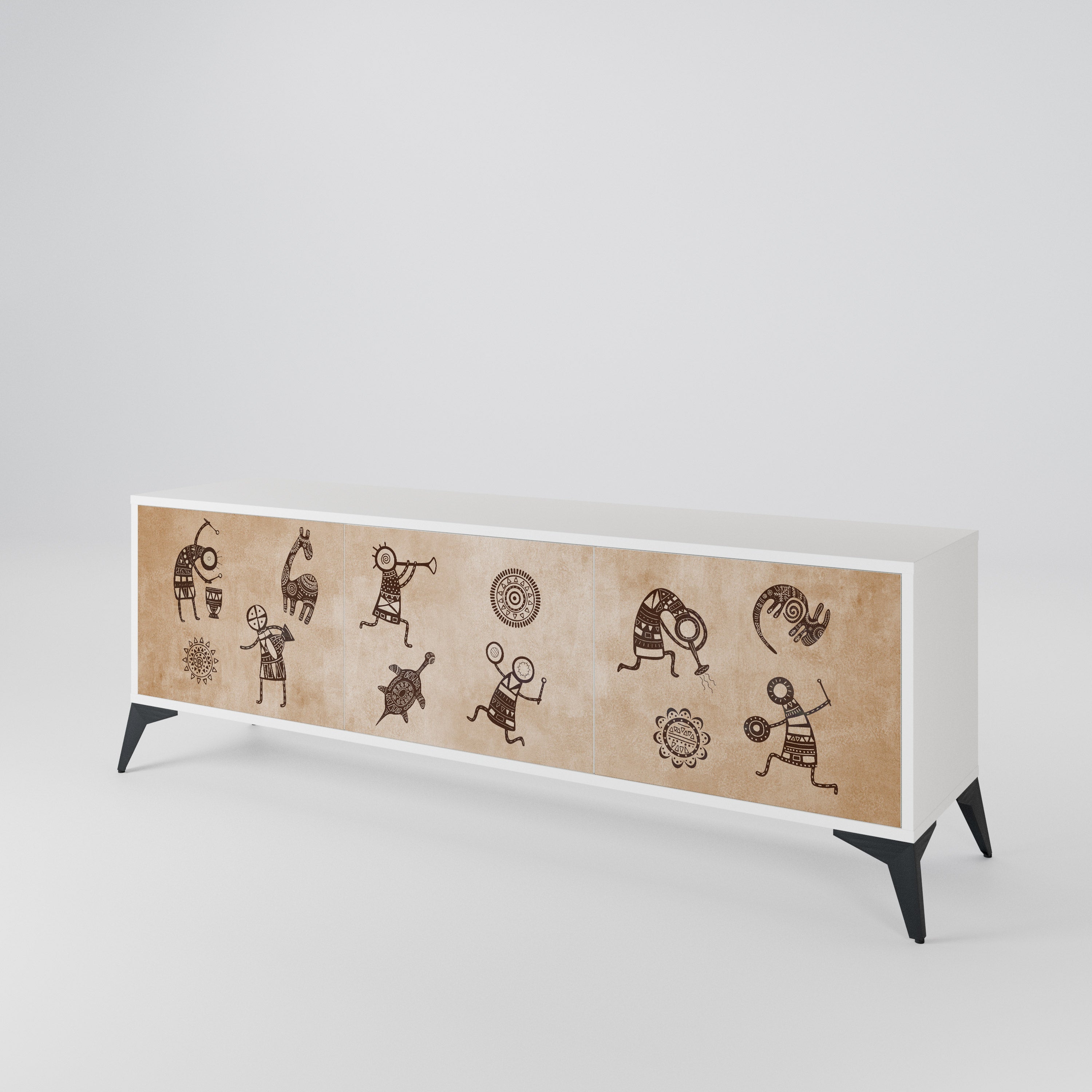 AFRICAN STYLE 3-Door TV Cabinet