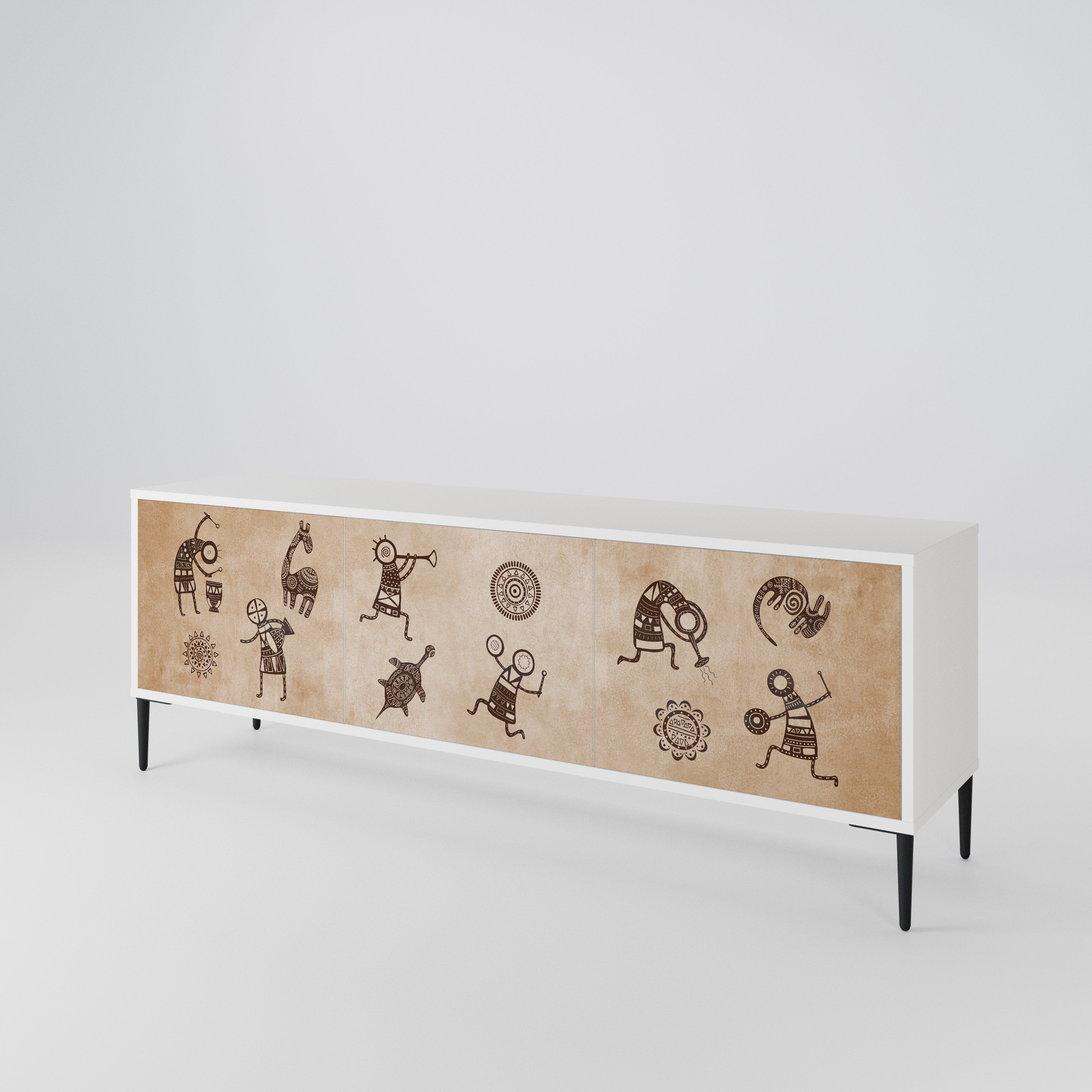 AFRICAN STYLE 3-Door TV Cabinet