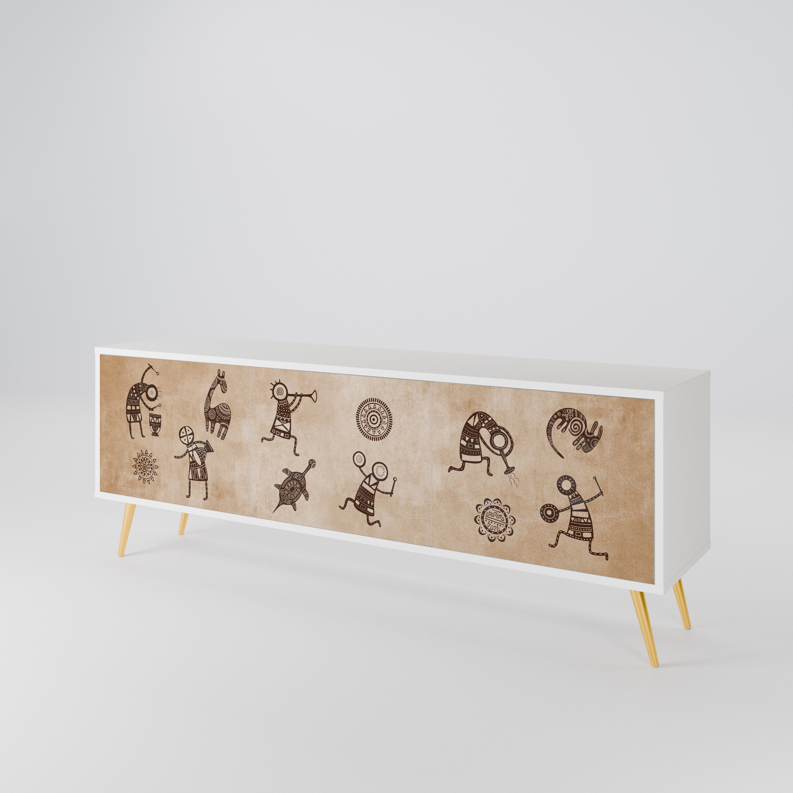 AFRICAN STYLE 3-Door TV Cabinet