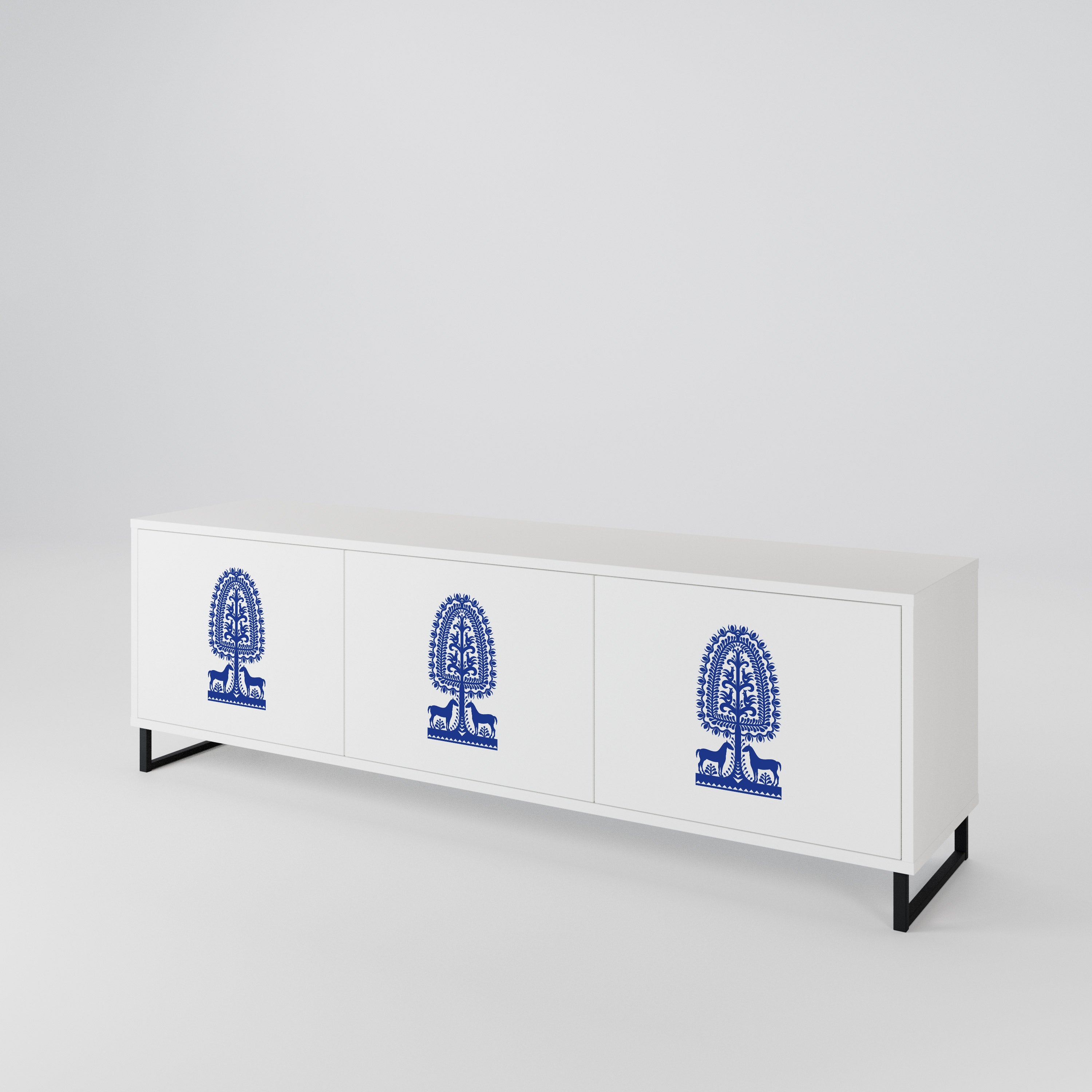 POLISH FOLK ART 3-Door TV Cabinet