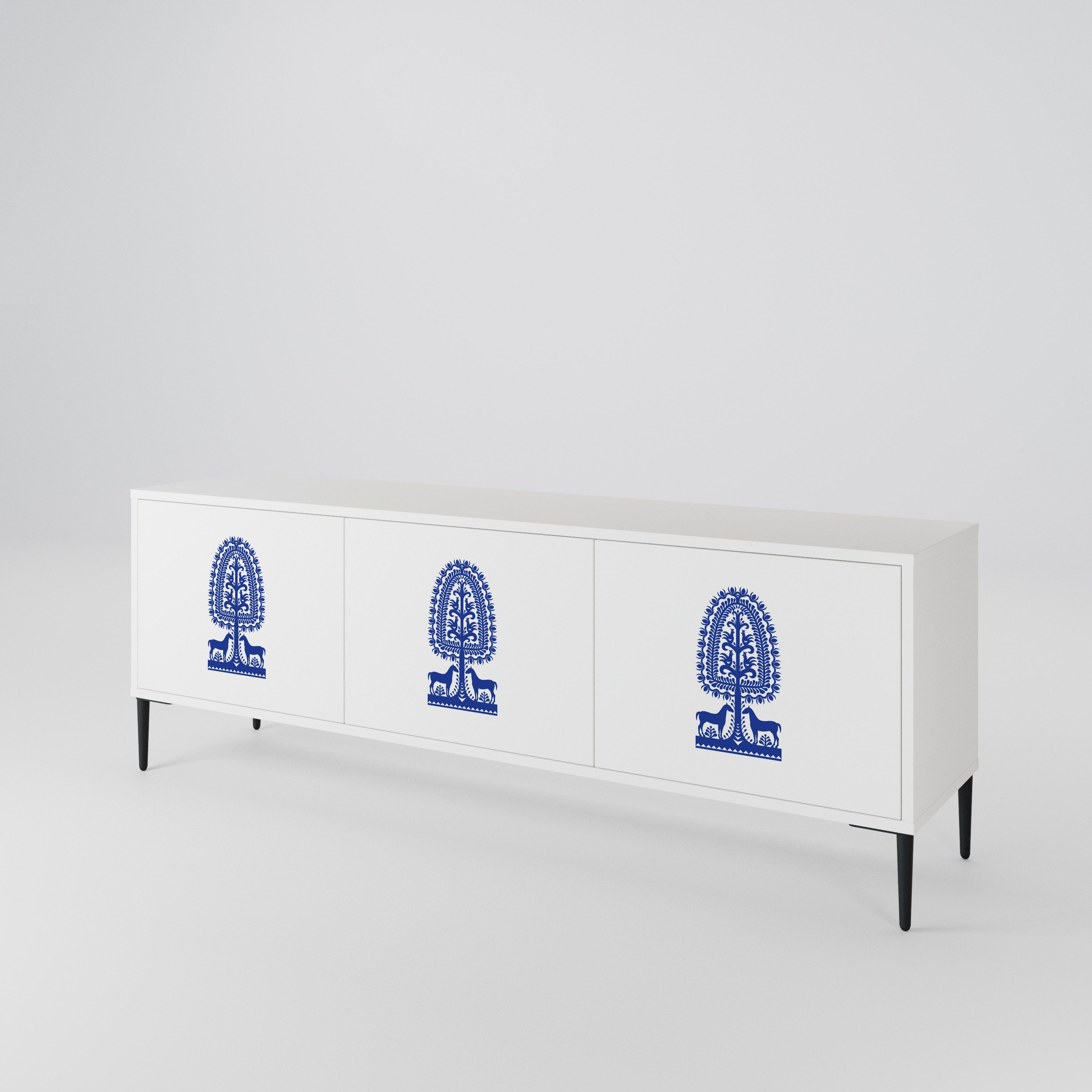 POLISH FOLK ART 3-Door TV Cabinet
