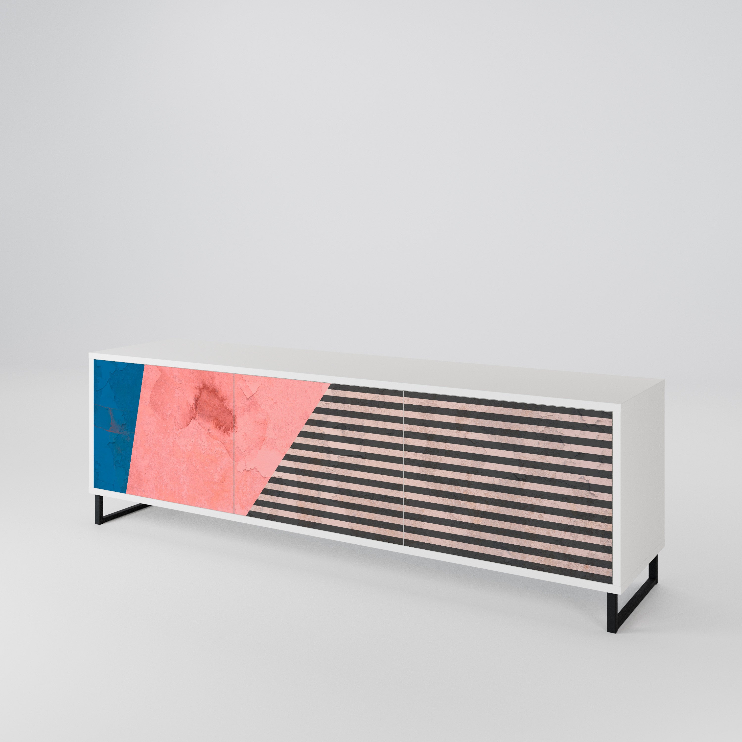 GLAMOROUS STRIPE 3-Door TV Cabinet