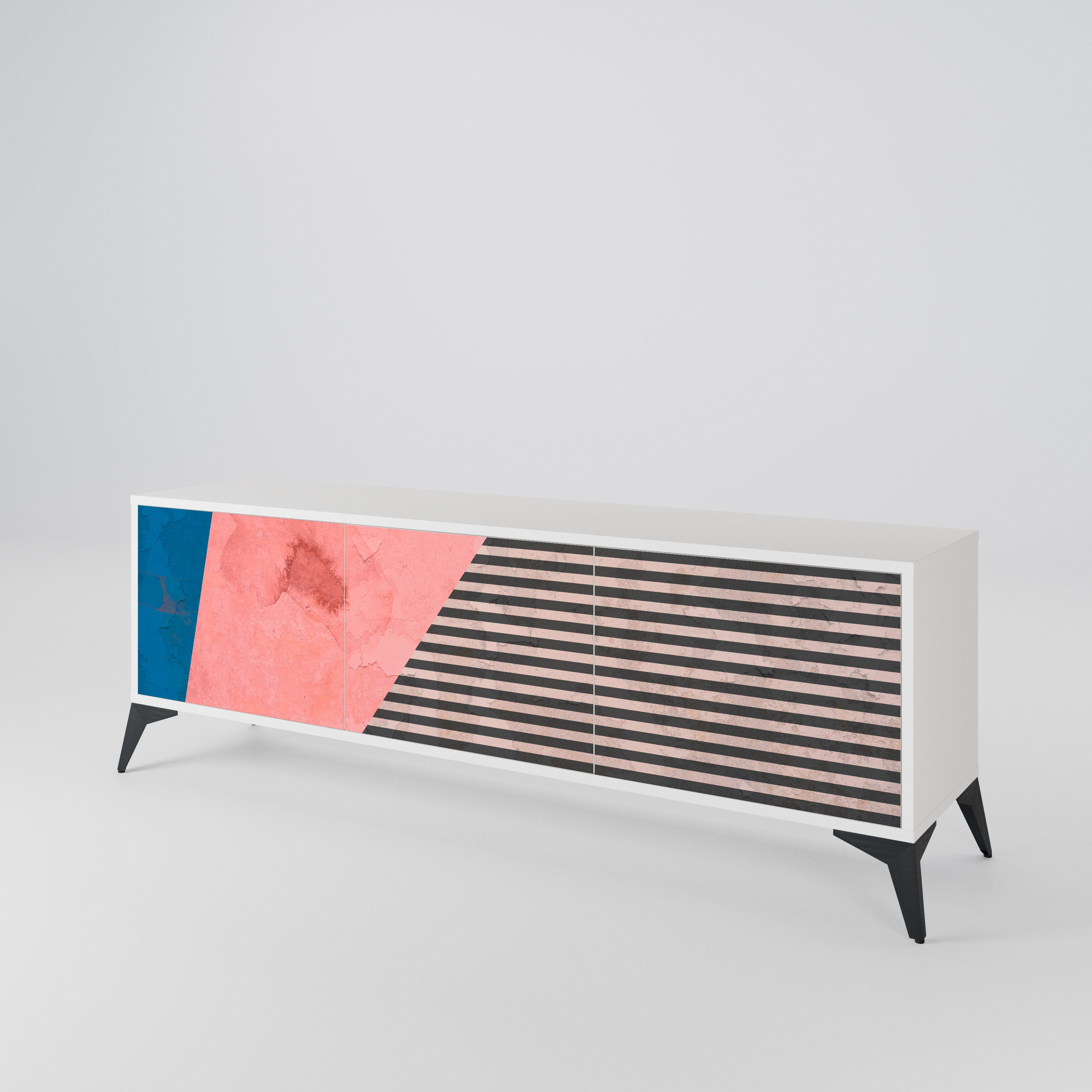 GLAMOROUS STRIPE 3-Door TV Cabinet