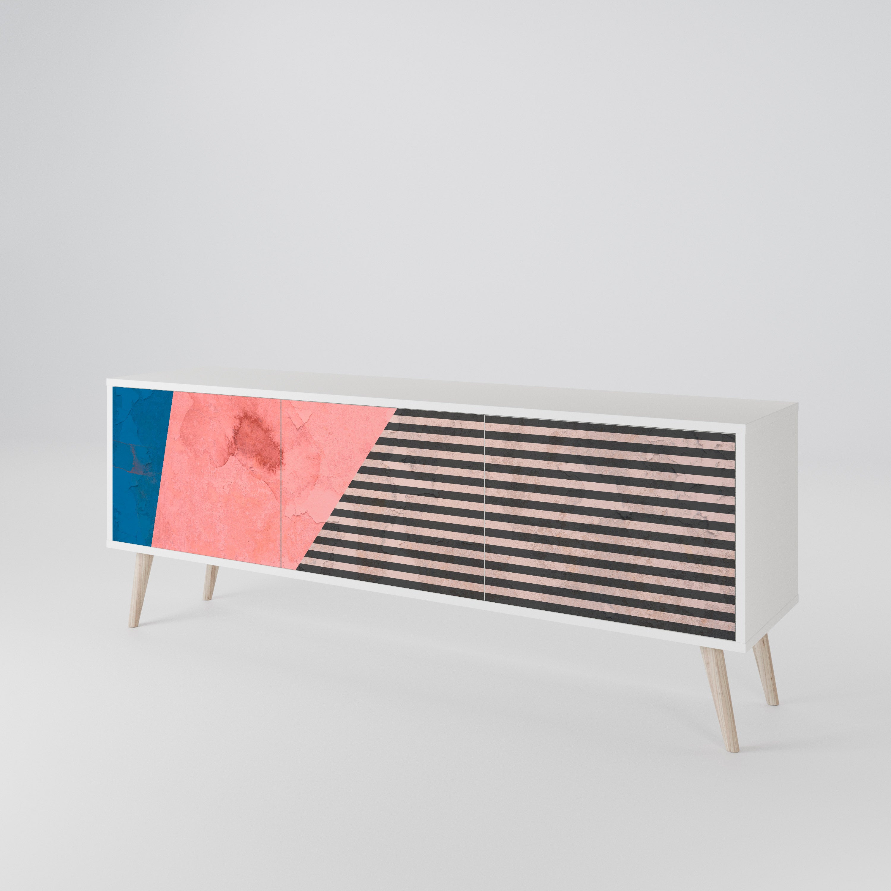 GLAMOROUS STRIPE 3-Door TV Cabinet