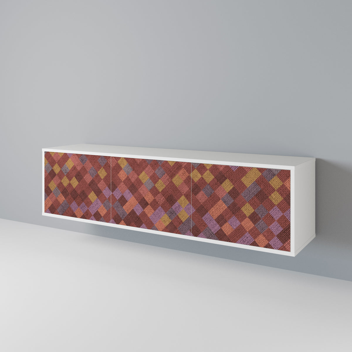 PAINTED SQUARES 3-Door TV Cabinet