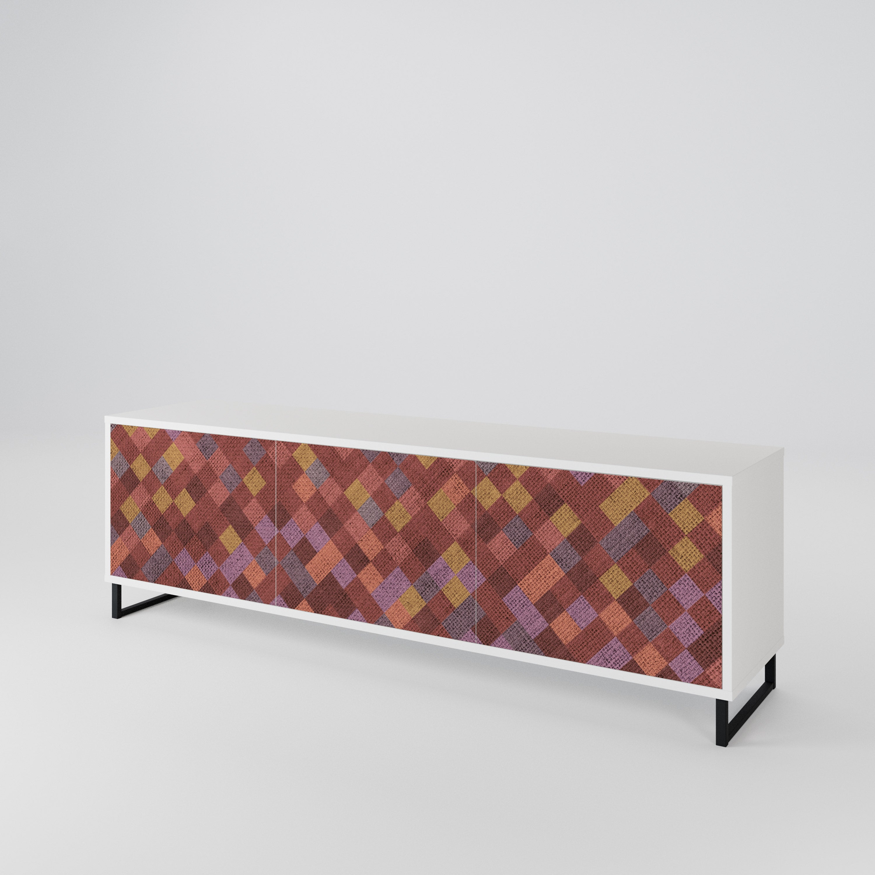 PAINTED SQUARES 3-Door TV Cabinet