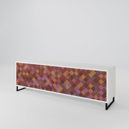 PAINTED SQUARES 3-Door TV Cabinet