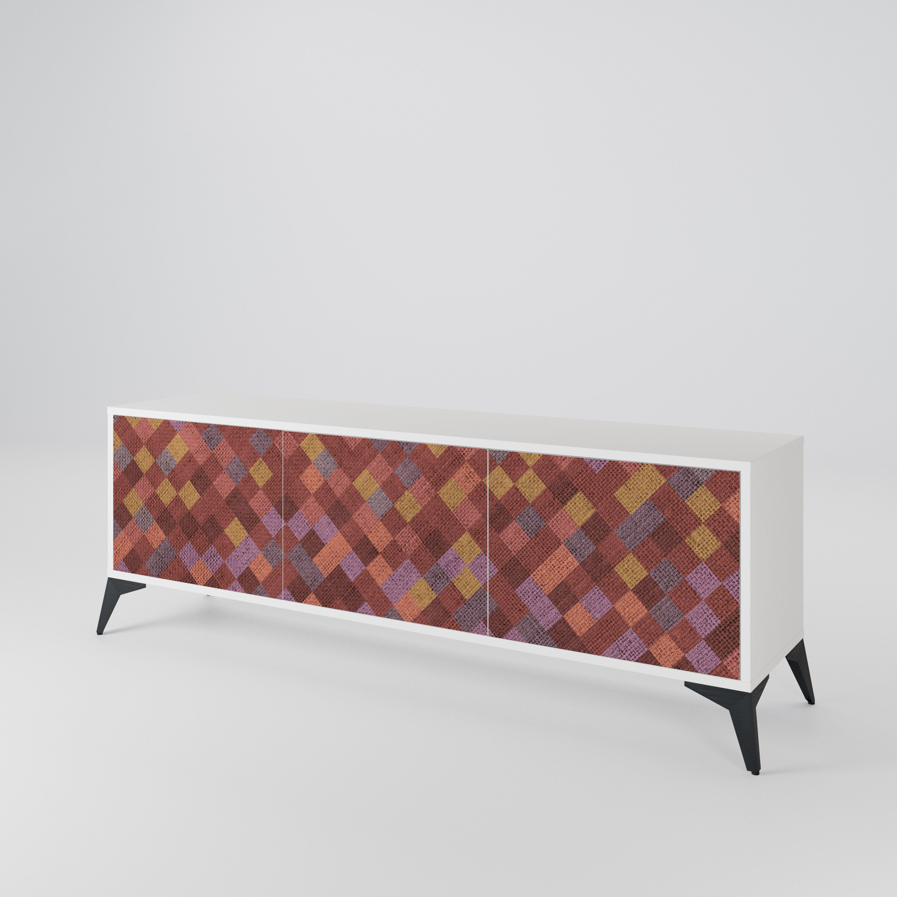 PAINTED SQUARES 3-Door TV Cabinet
