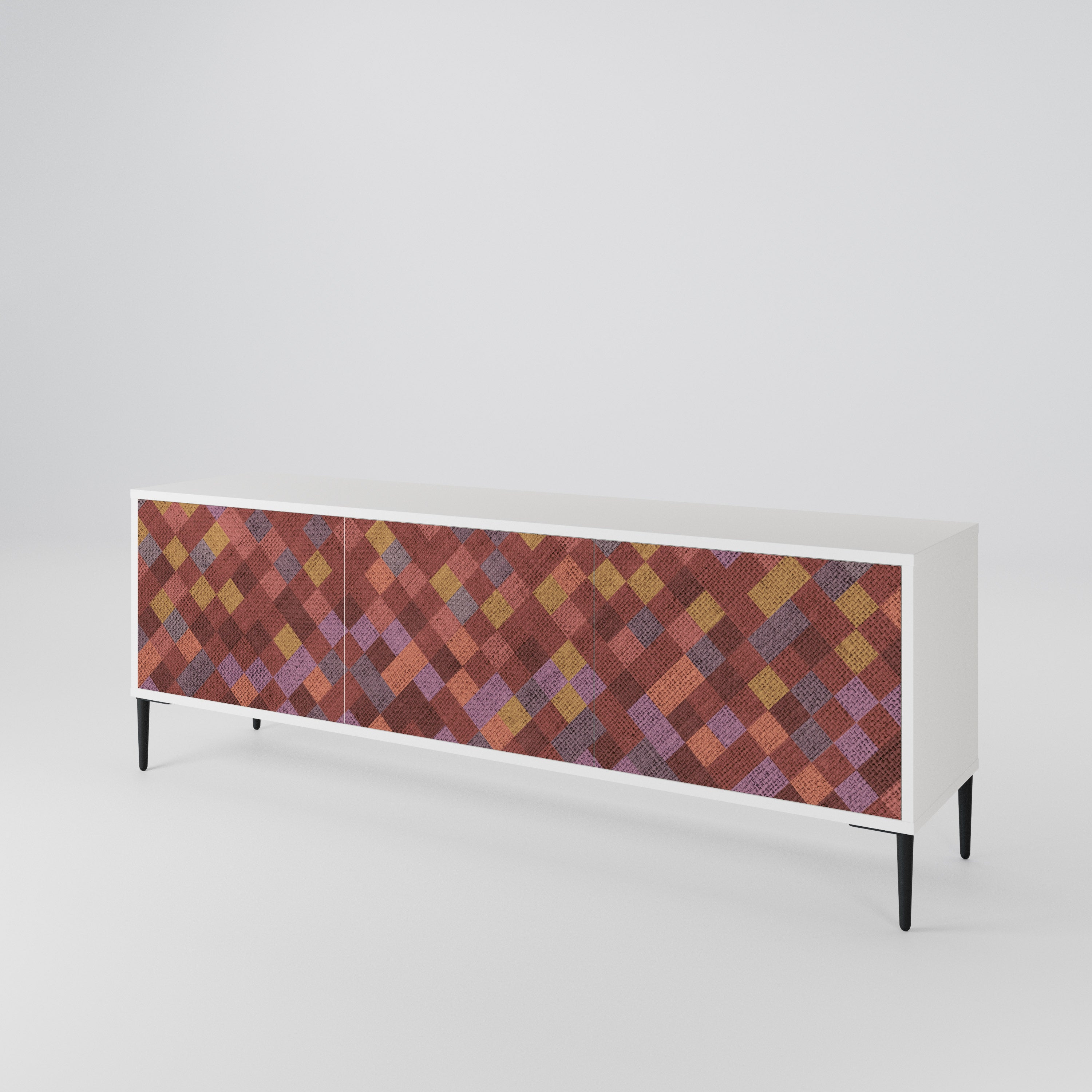 PAINTED SQUARES 3-Door TV Cabinet