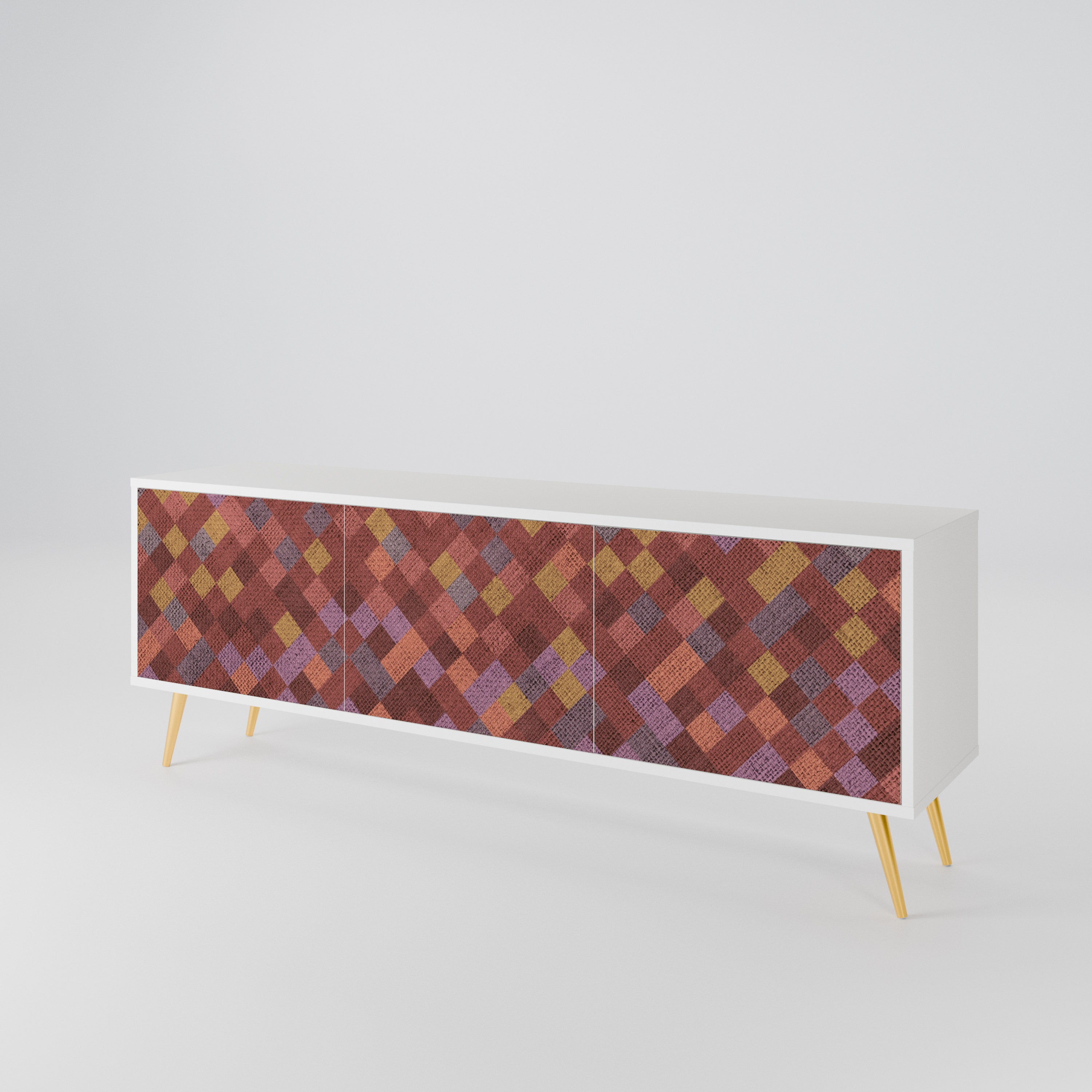 PAINTED SQUARES 3-Door TV Cabinet