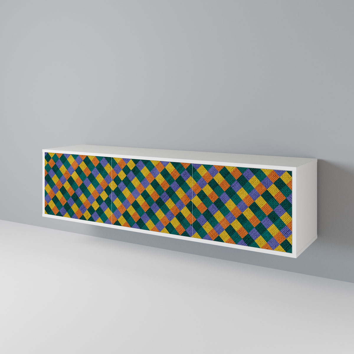 PAINTED SQUARES MIX 3-Door TV Cabinet