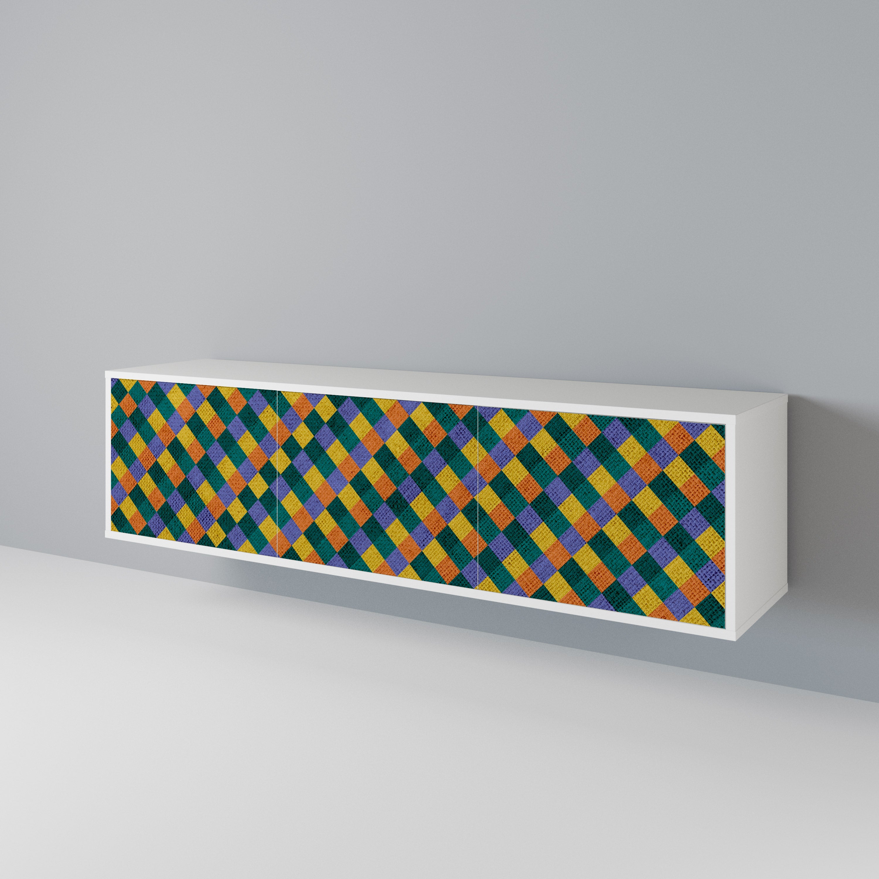 PAINTED SQUARES MIX 3-Door TV Cabinet