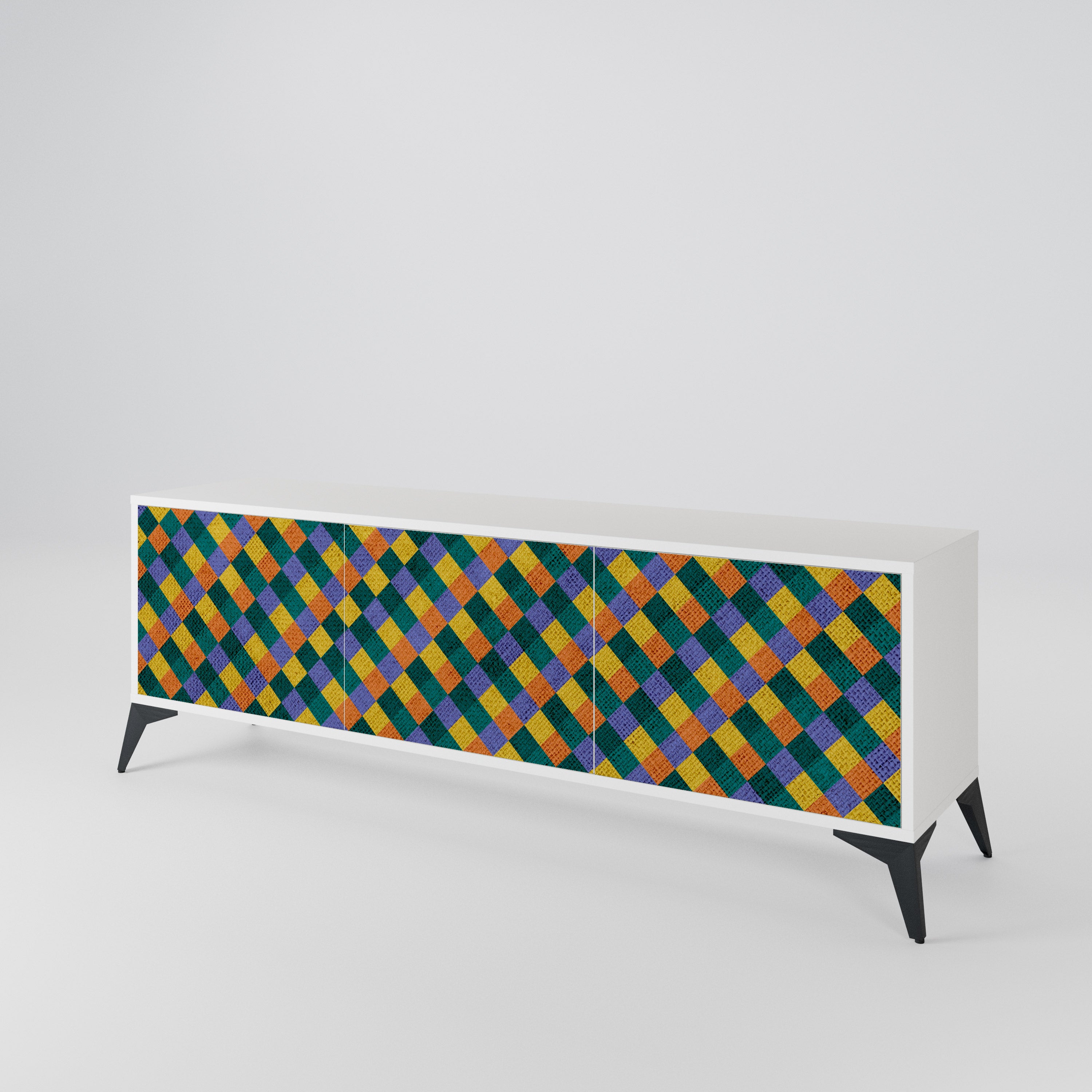 PAINTED SQUARES MIX 3-Door TV Cabinet