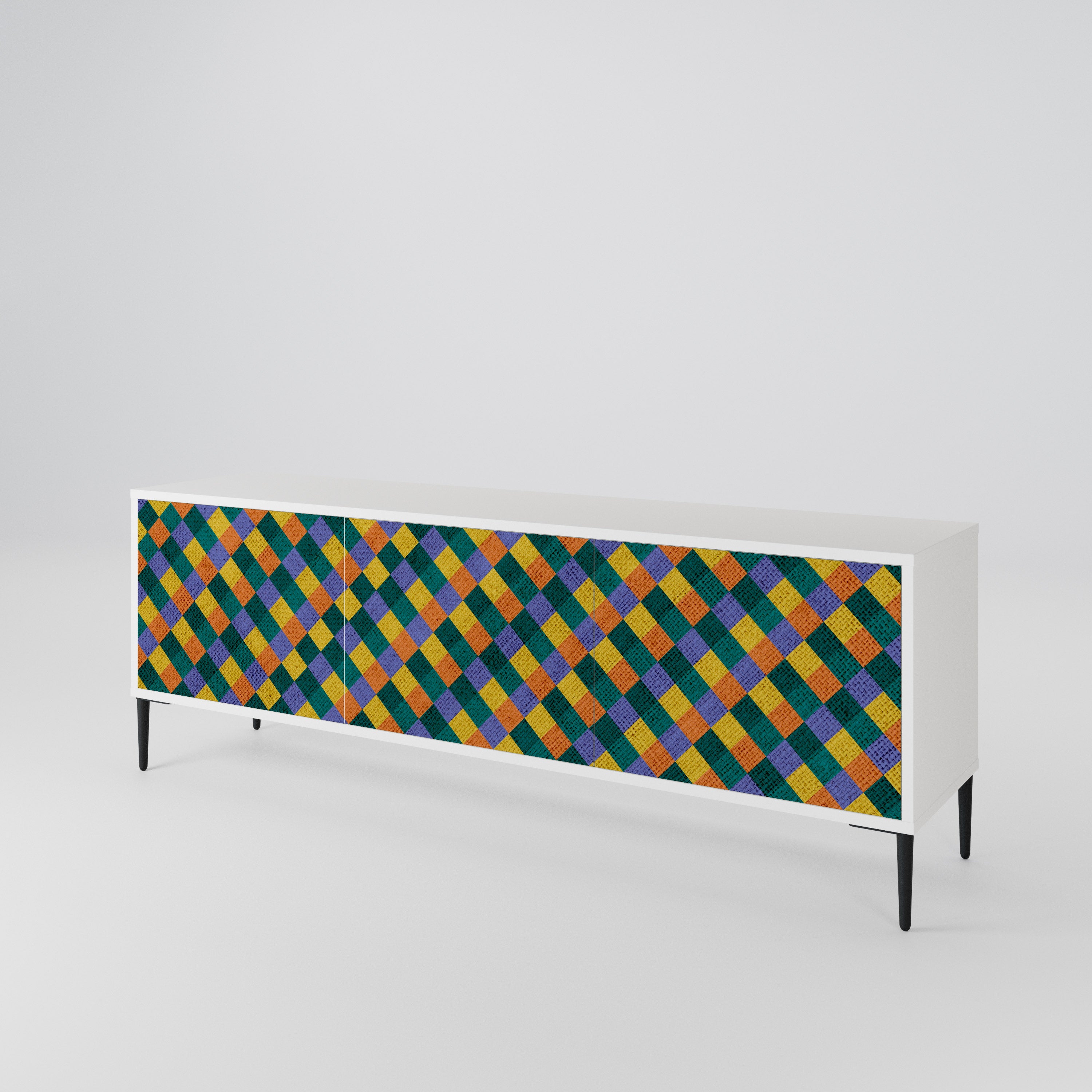 PAINTED SQUARES MIX 3-Door TV Cabinet