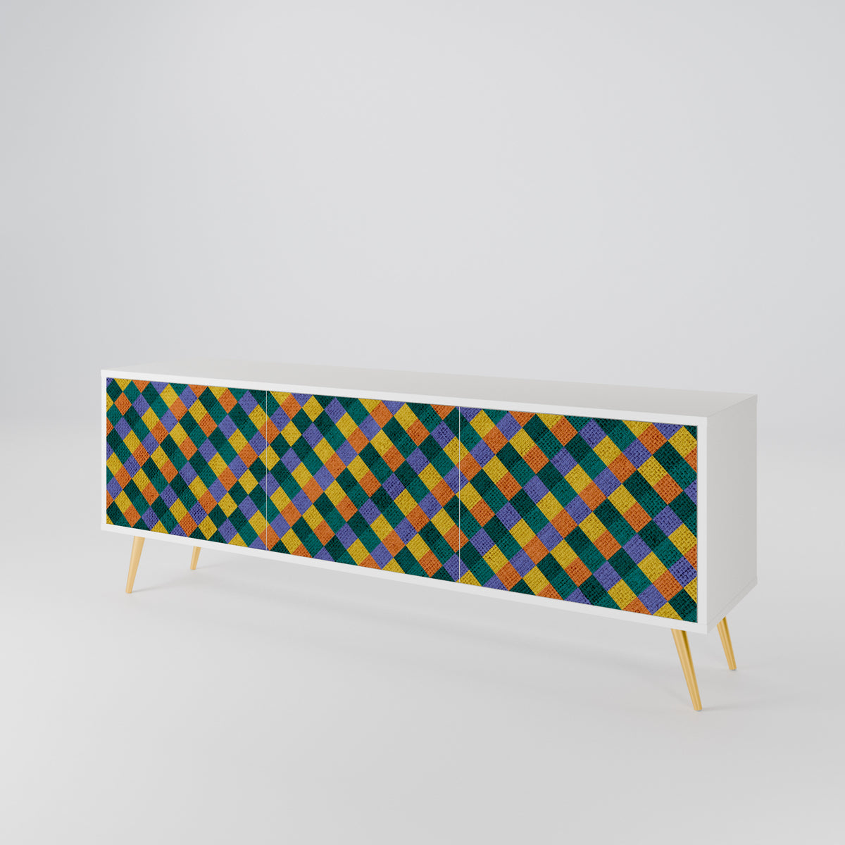 PAINTED SQUARES MIX 3-Door TV Cabinet
