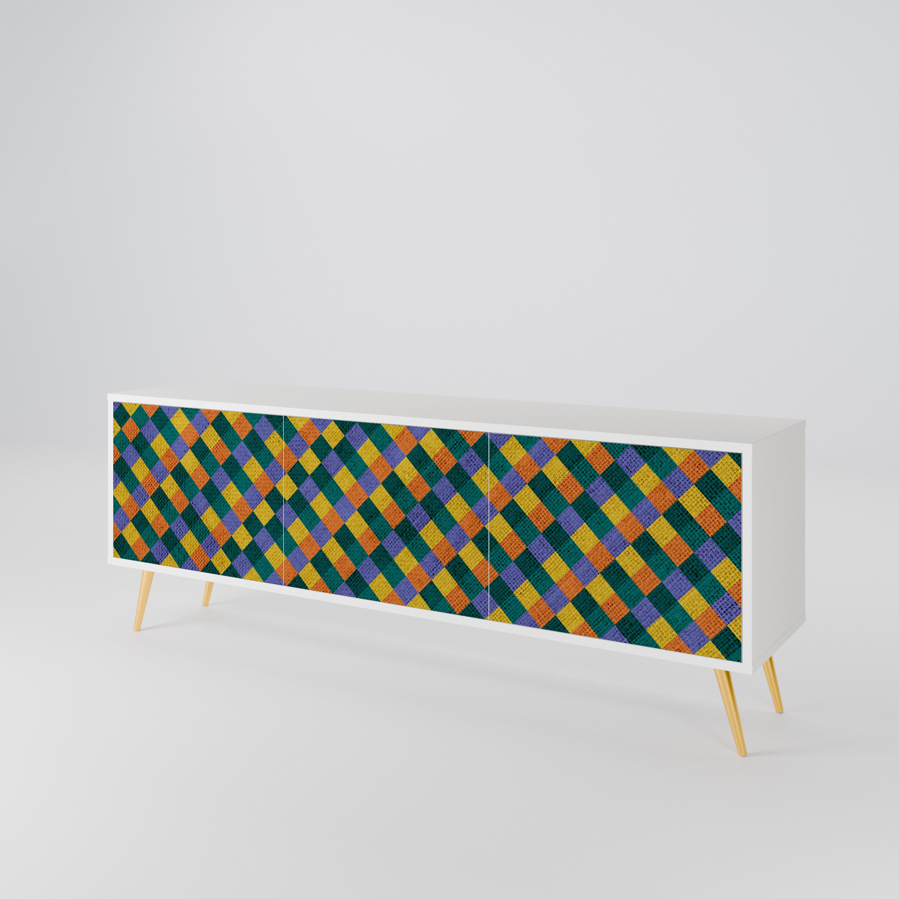 PAINTED SQUARES MIX 3-Door TV Cabinet