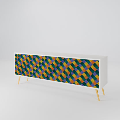 PAINTED SQUARES MIX 3-Door TV Cabinet