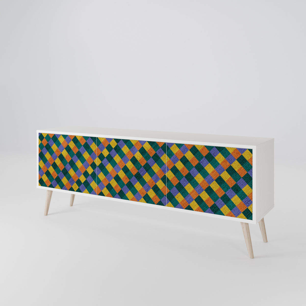 PAINTED SQUARES MIX 3-Door TV Cabinet