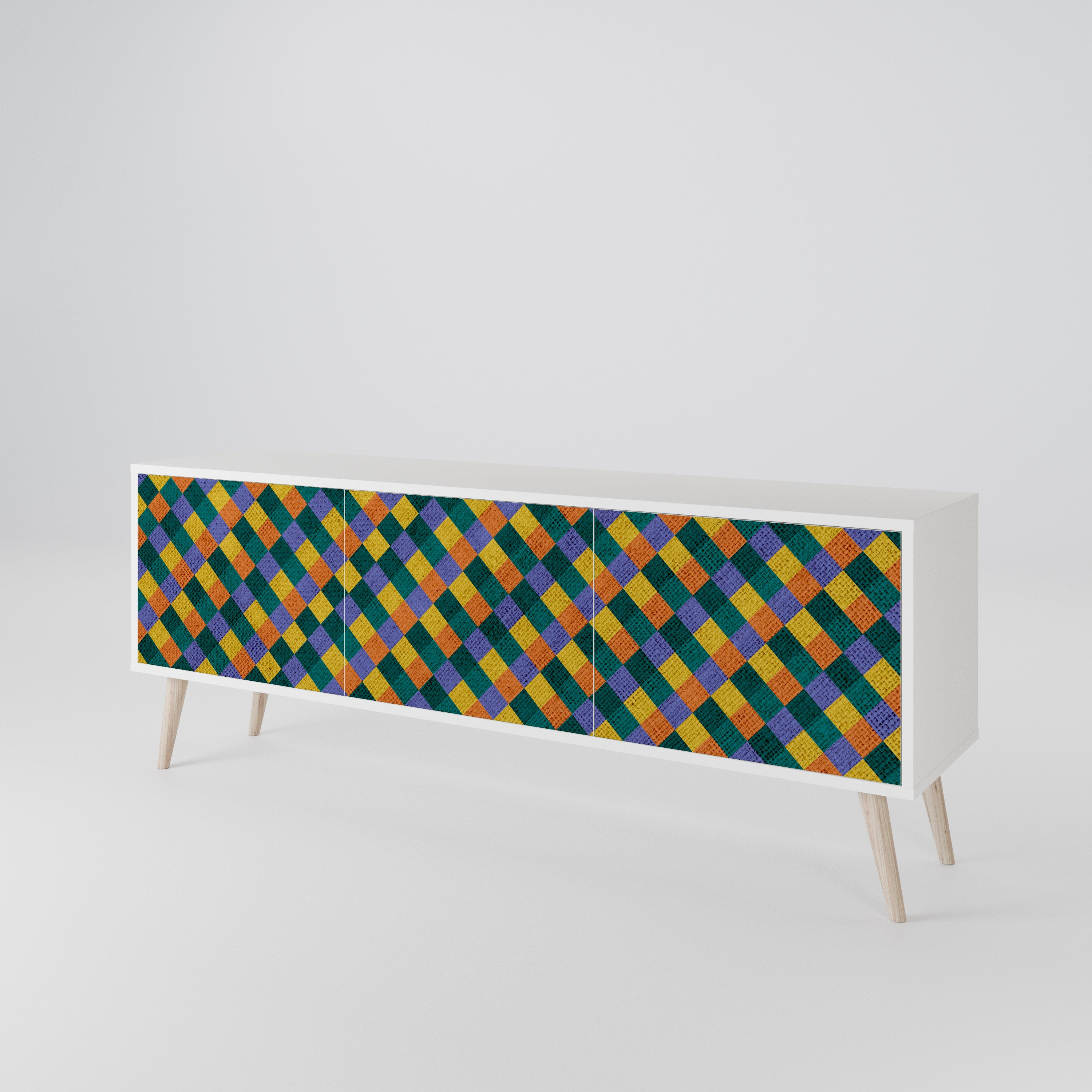 PAINTED SQUARES MIX 3-Door TV Cabinet