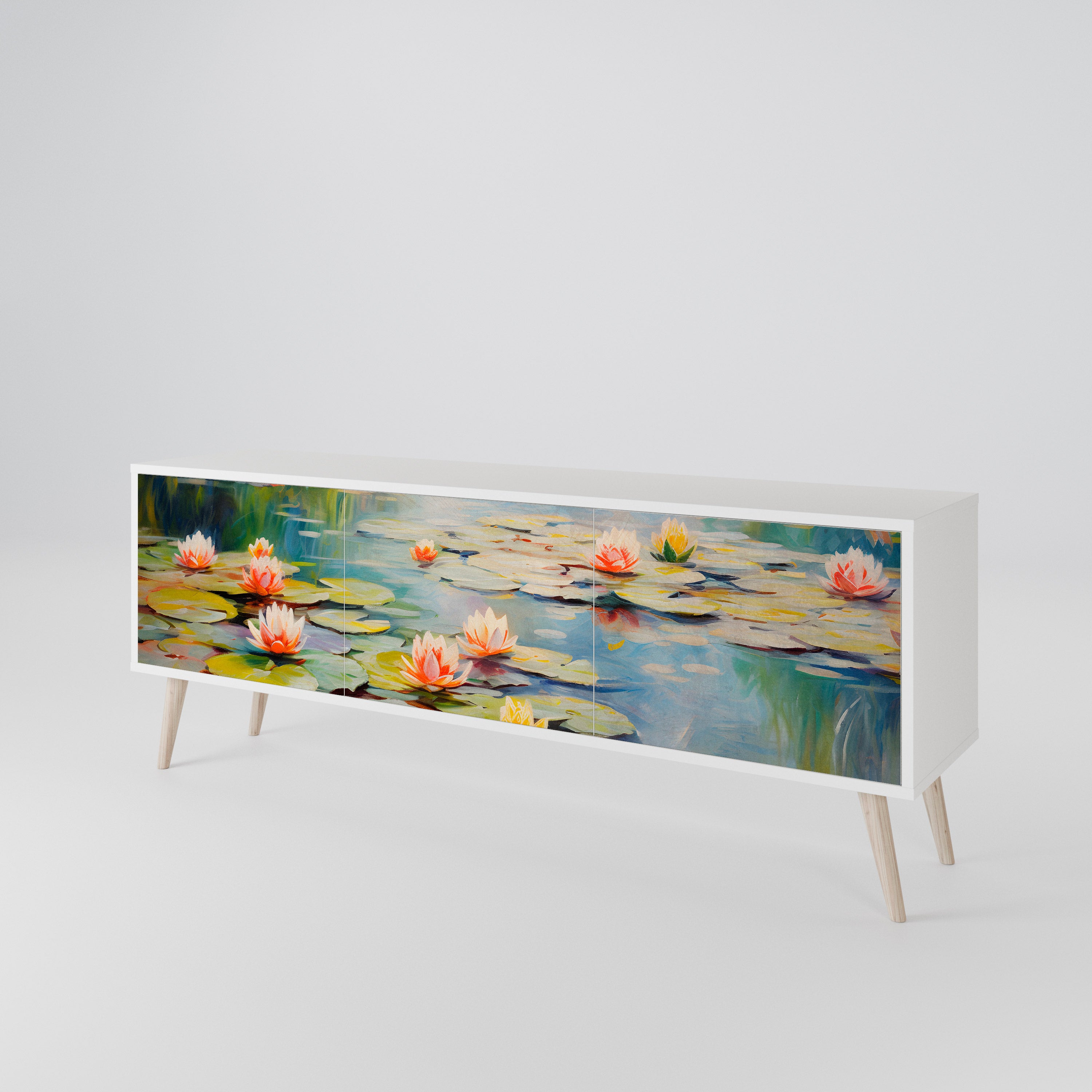 BLOOMING WATERS 3-Door TV Cabinet