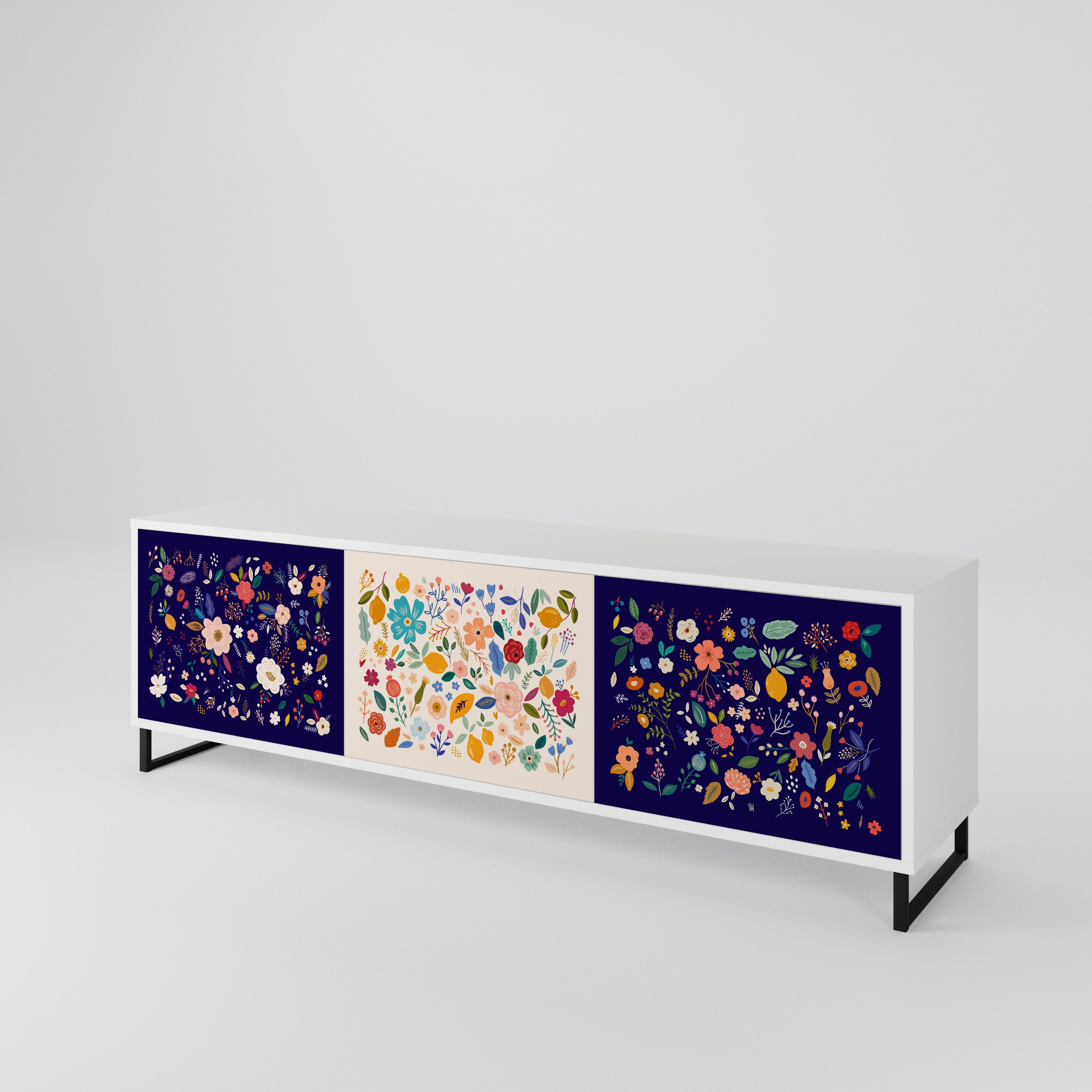 FLORAL COMBINATION 3-Door TV Cabinet